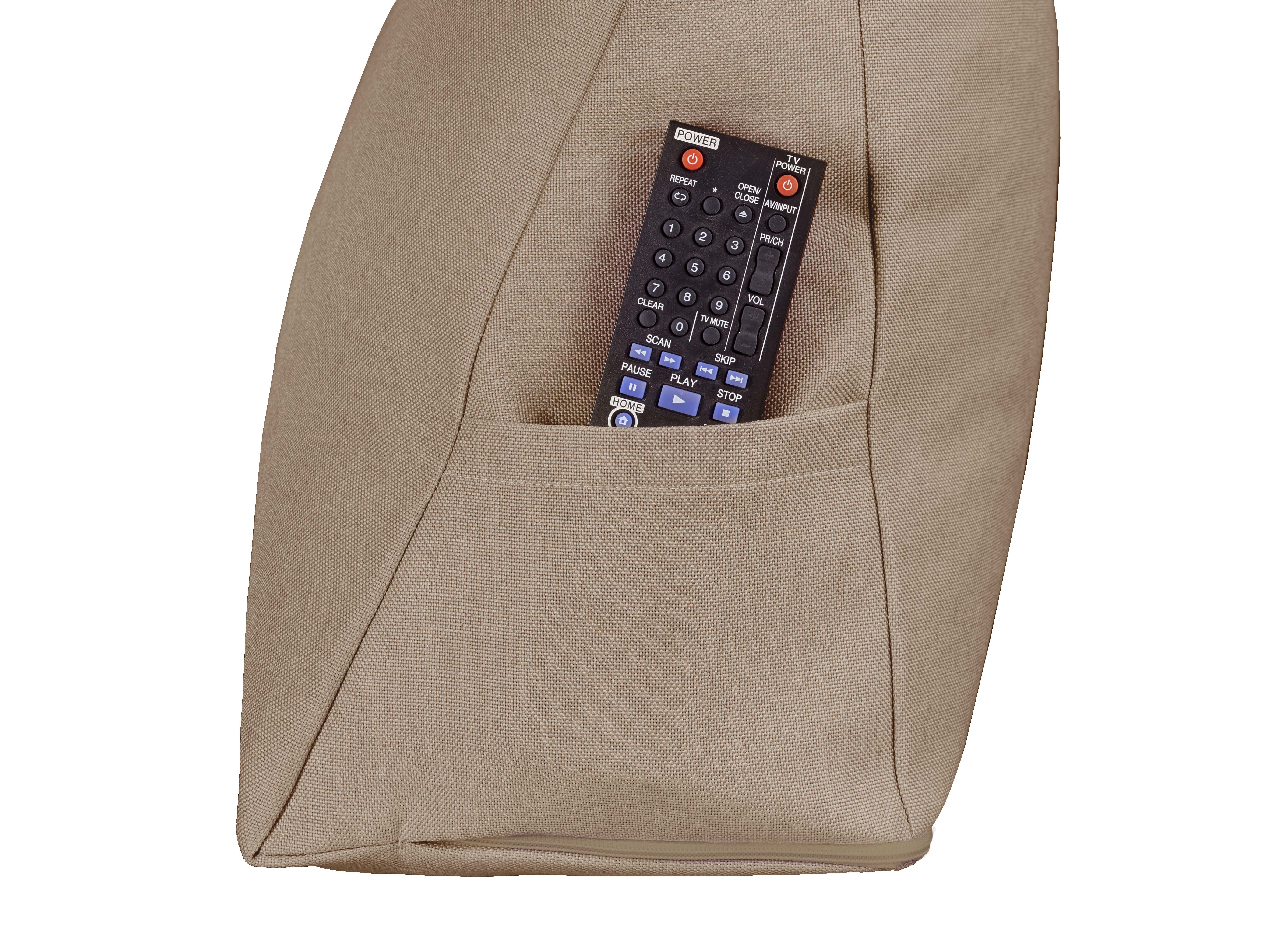 XDREAM Rückenkissen ergonomisches Keilkissen für Bett und Sofa, 1-tlg., als Kopfkissen oder Venenkissen verwendbar, mit praktischem Seitenfach