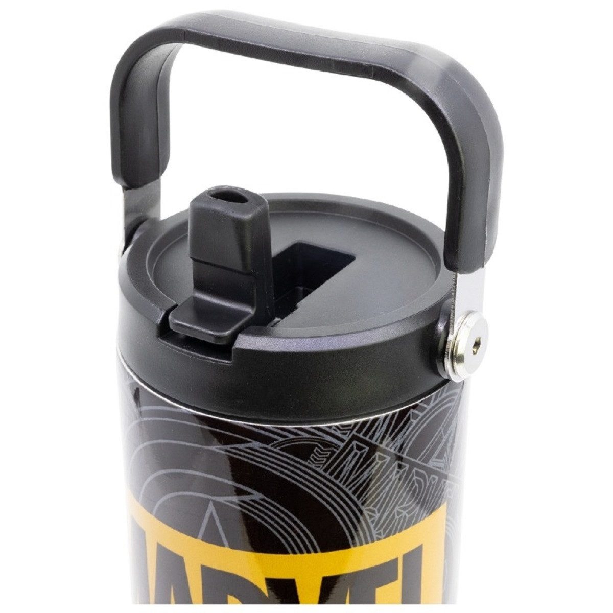 MARVEL Thermobecher Edelstahl Thermobecher 860 ml mit Griff und Klappdeckel, Edelstahl