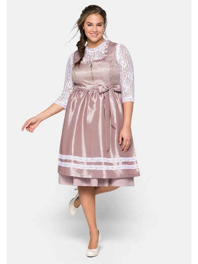 Sheego Dirndl Große Größen mit Schürze und Spitzenbluse 3tlg.