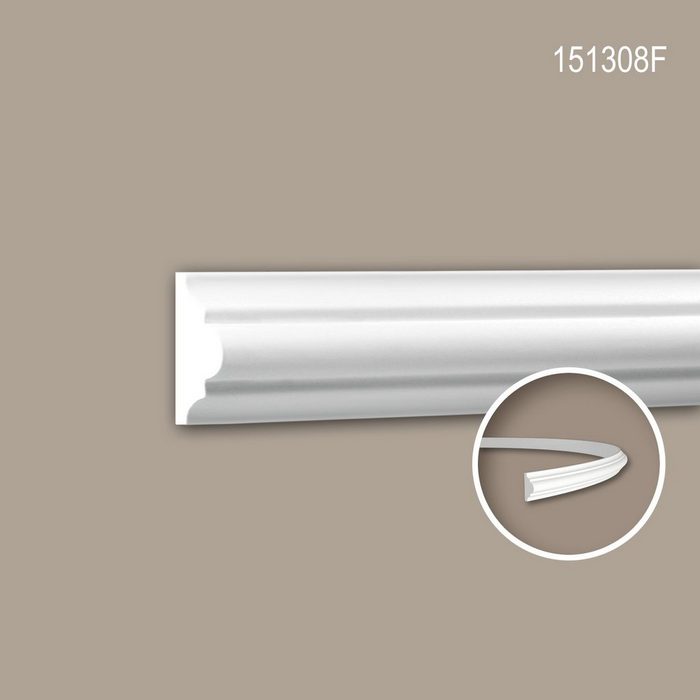 Profhome Flexprofil 151308F (Profilleiste 1-St. Flexible Wandleiste Stuckleiste Zierleiste 2 m) weiß vorgrundiert