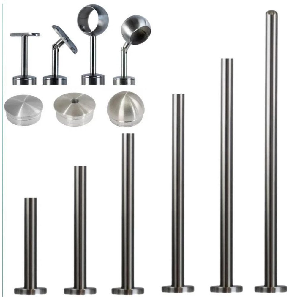 StahlFux Endpfosten Edelstahlpfosten Geländerpfosten, (Spar-Set, 1-St., Weiterverarbeitung), Ø 100 mm / 6 mm verschweißt für sichere, belastbare Verankerung