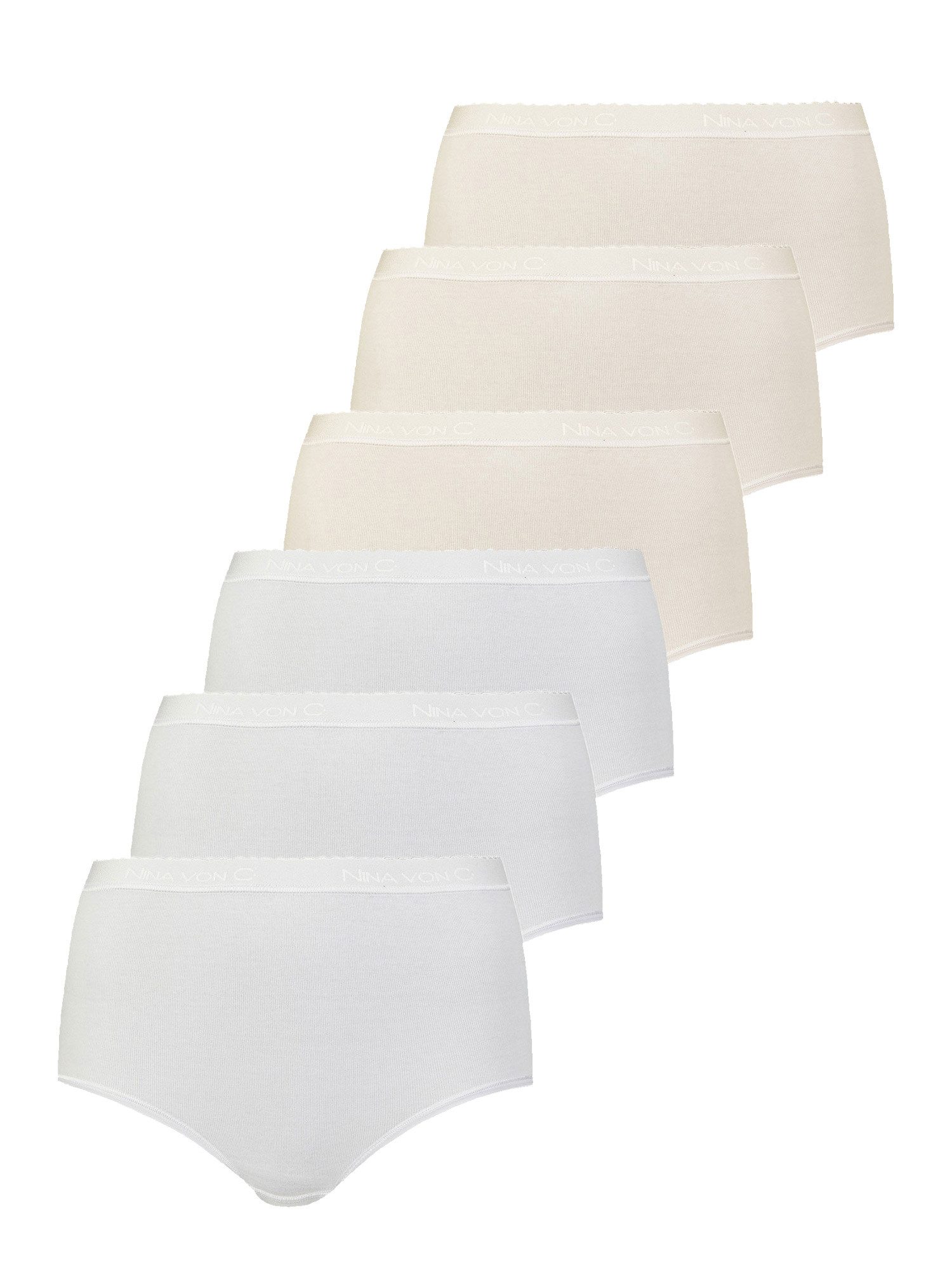Nina Von C. Taillenslip 6er Pack Damen Taillenslip Slipboutique (Packung, 6-St) ohne störende Seitennähte, reine Baumwolle