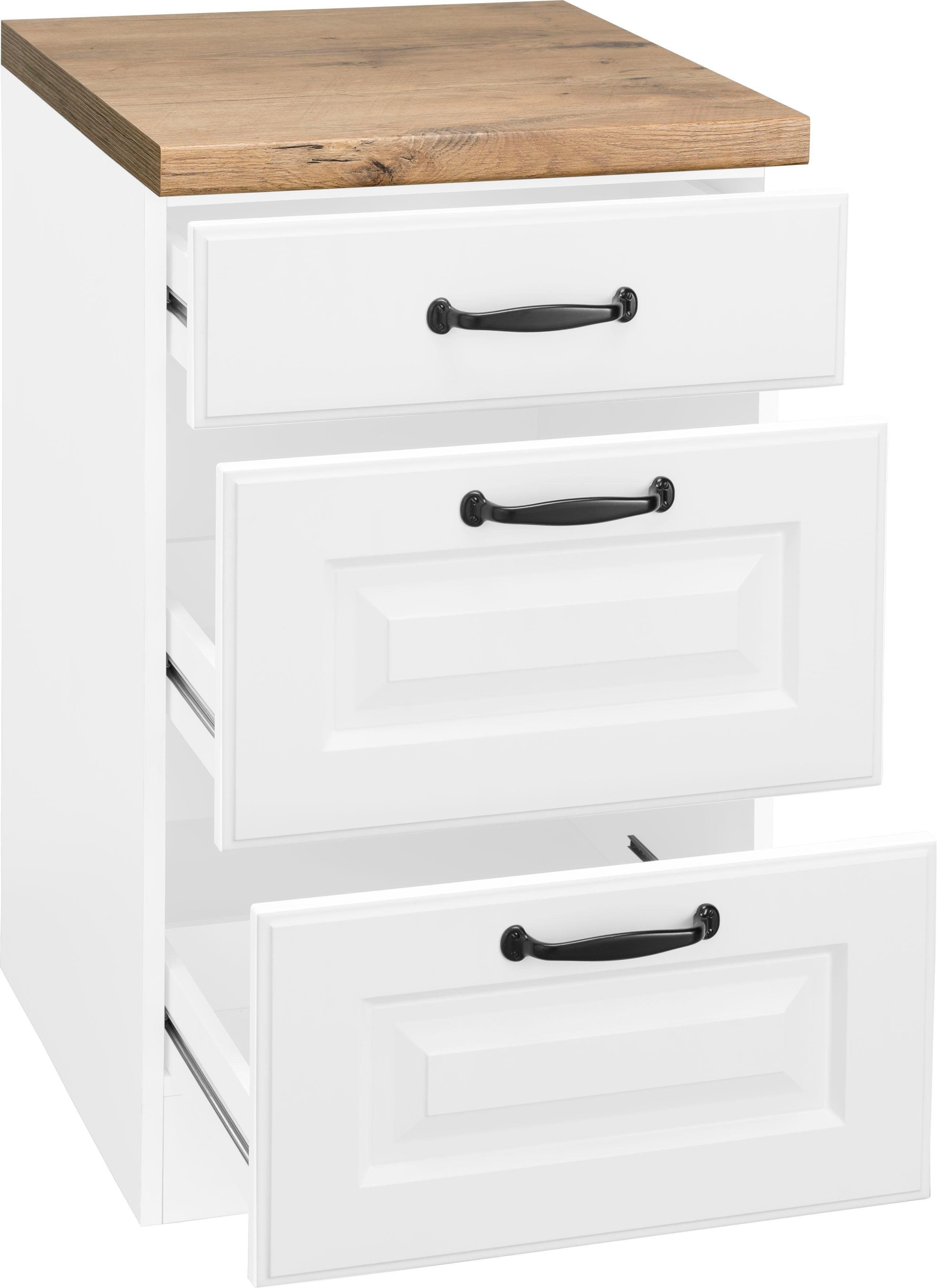 wiho Küchen Unterschrank Erla 50 cm breit, mit 2 großen Auszügen, inkl. Arbeitsplatte – Bild 4 von 5