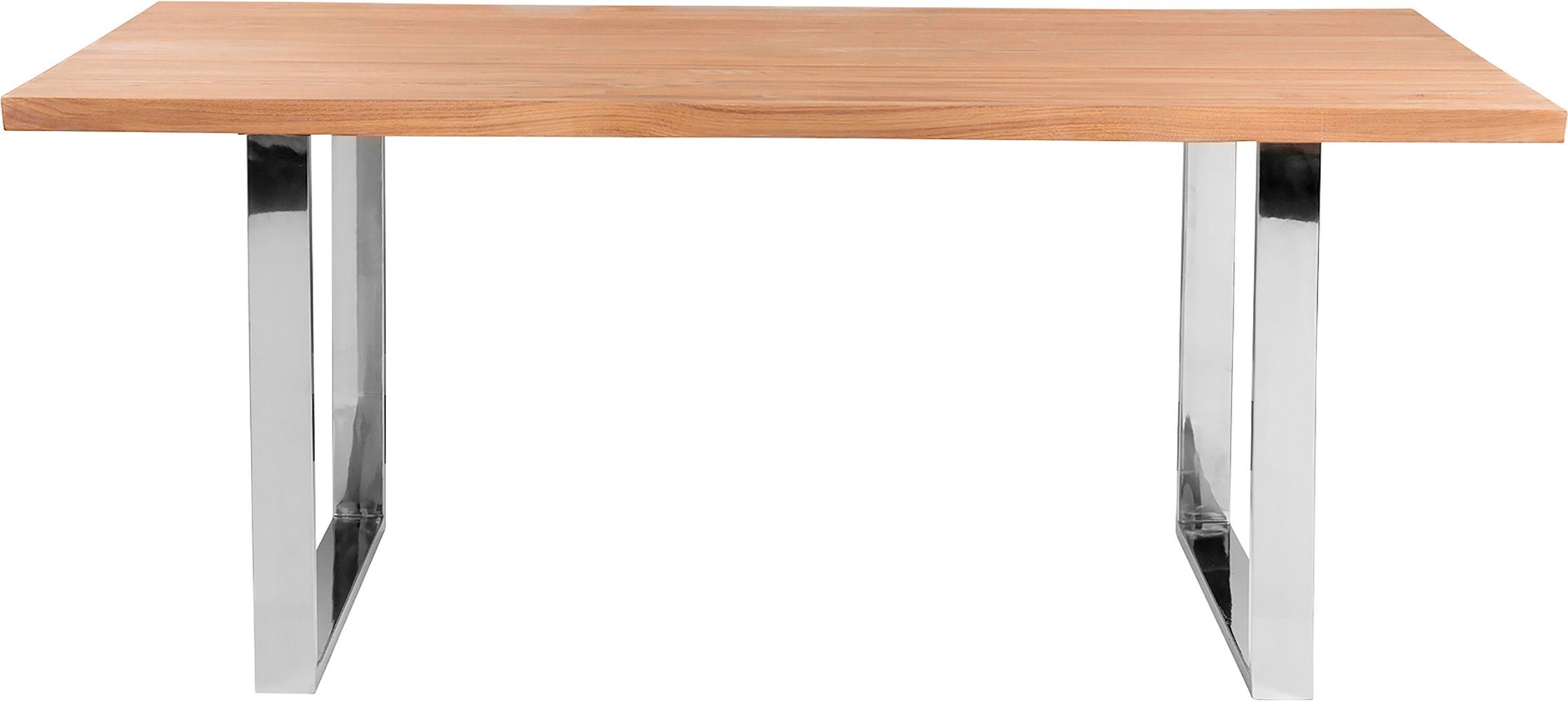 Fink Esstisch, Mit Tischplatte, geölt weiß seitlich geschwungener massive Form