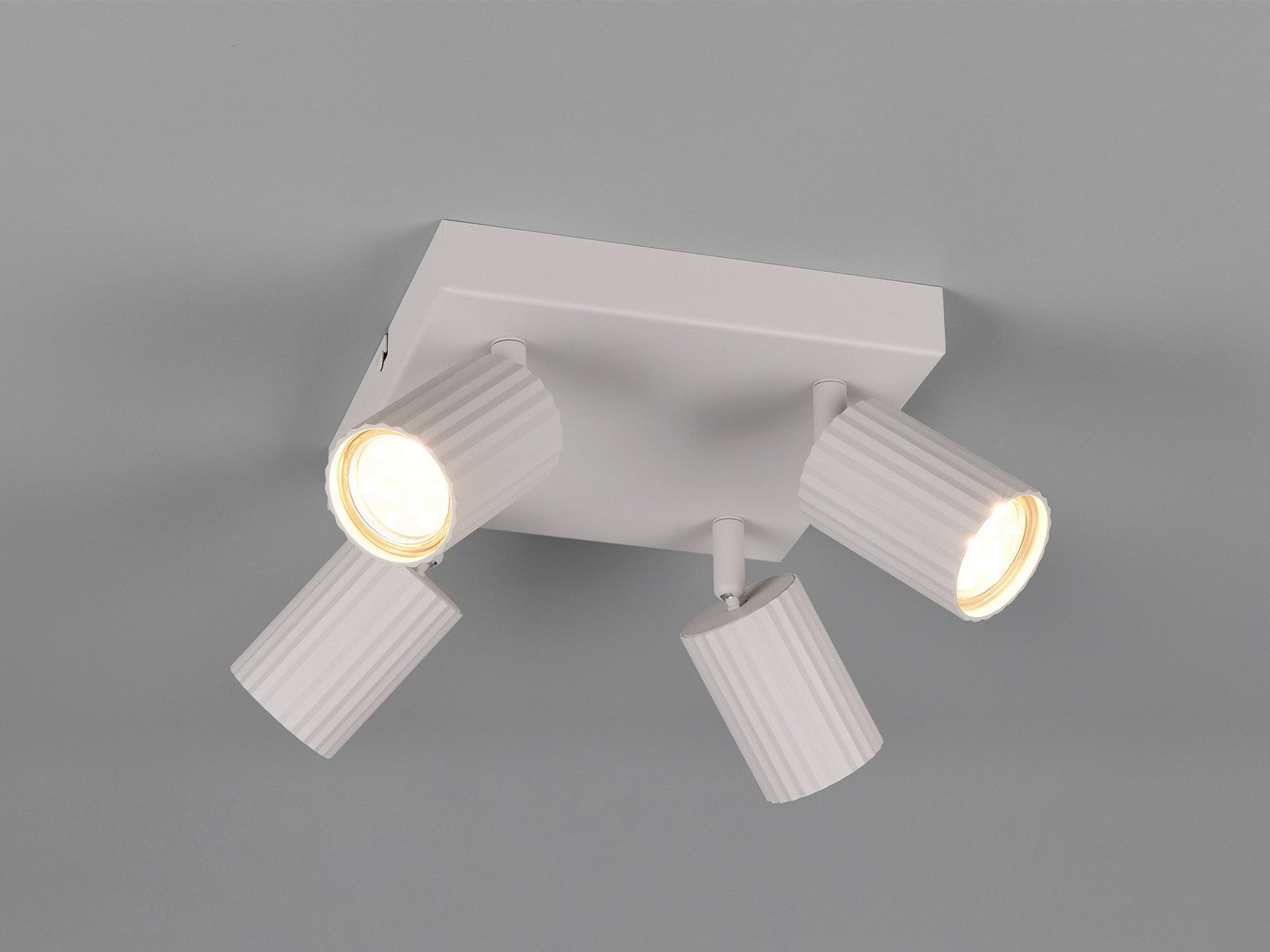 TRIO Leuchten LED Deckenstrahler, Dimmfunktion, LED wechselbar, Warmweiß, Innen Strahler mit 4 schwenkbaren Spots aus Metall, 20 x 20cm