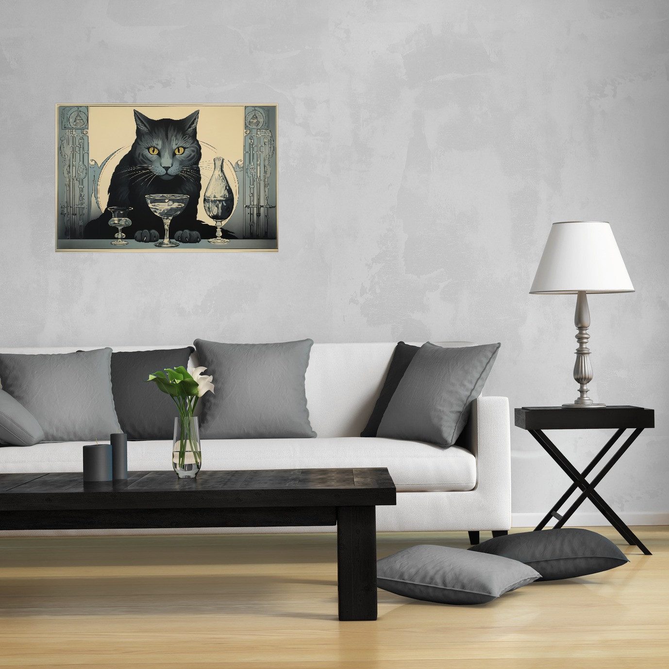 Wallario Poster, Katzenportrait in Art Deco, in verschiedenen Ausführungen