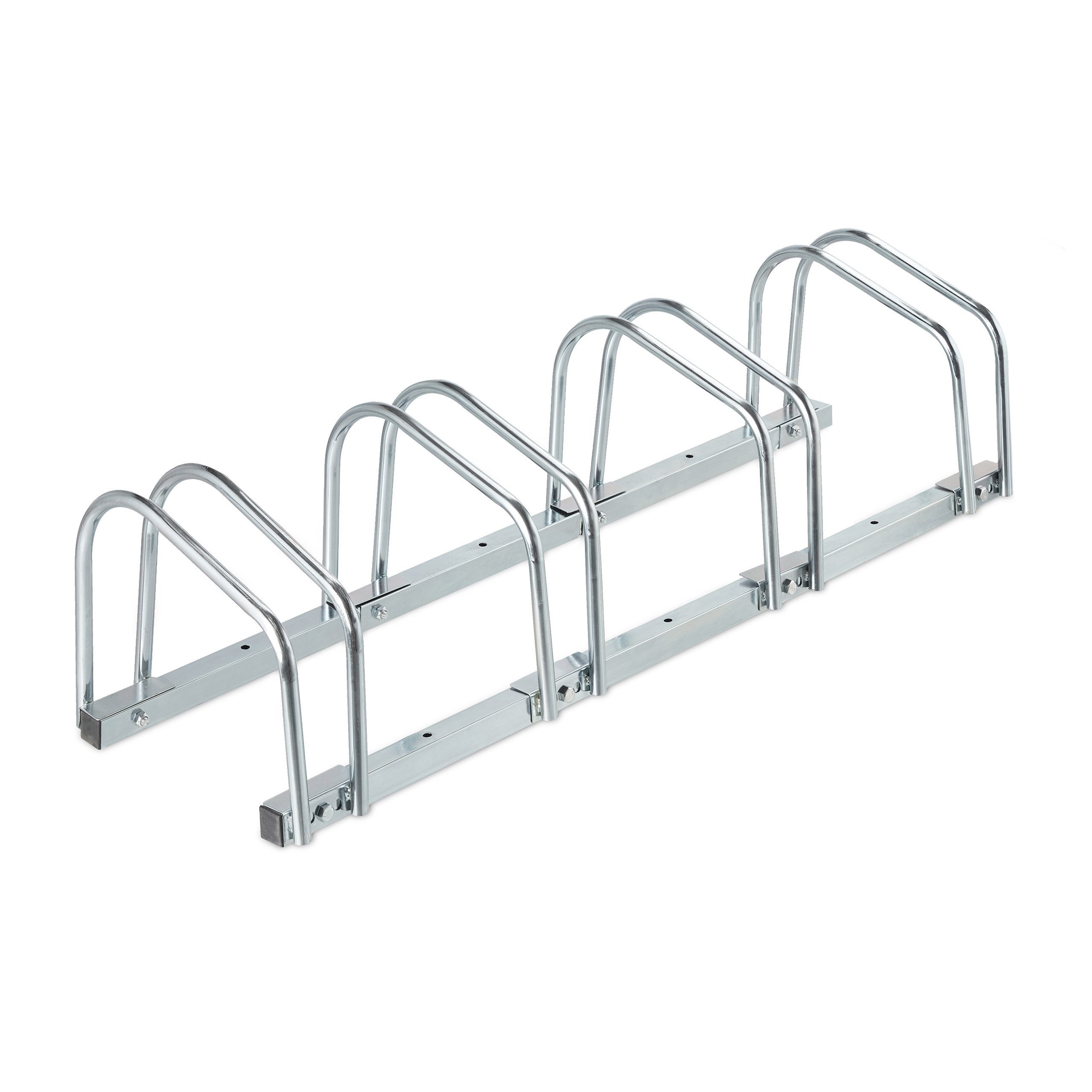 relaxdays Fahrradständer Silberner Fahrradständer für 4 Fahrräder (1-St)