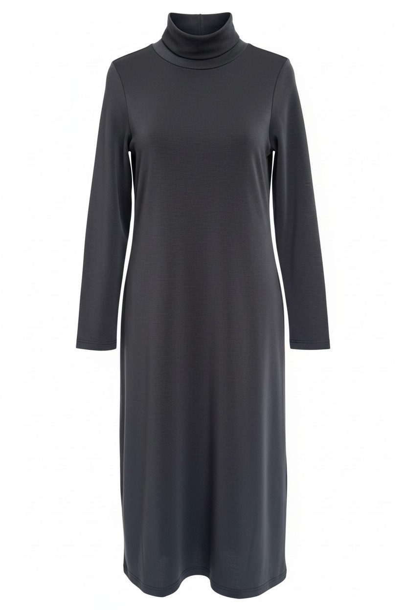 Zuckerwatte Scubakleid 79534 Midikleid mit Rollkragen und langem Arm, leichte A-Linie