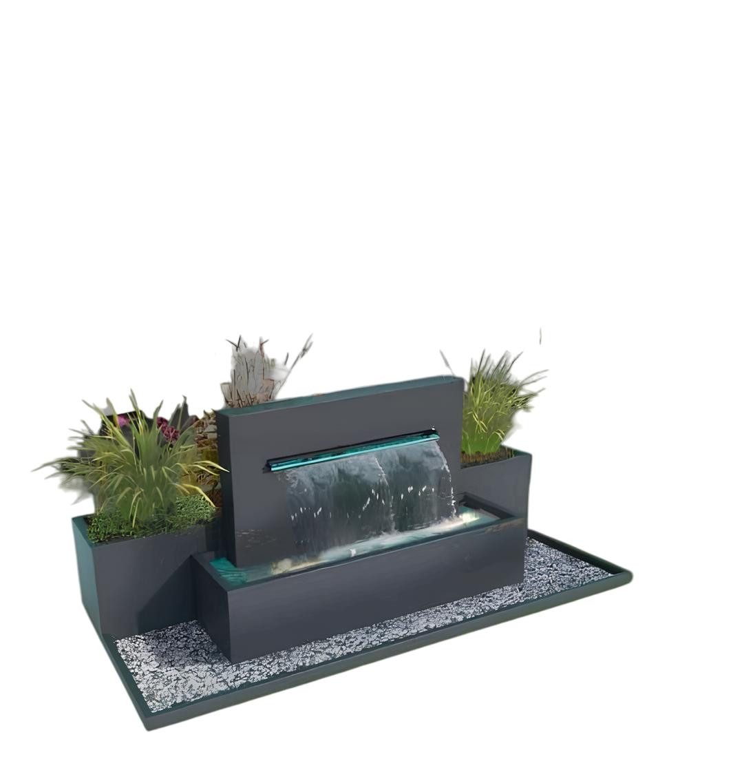 JVmoebel Gartenbrunnen Edelstahl Wasserfall Dekobrunnen mit sanfter Wasserströmung, Made in Europe