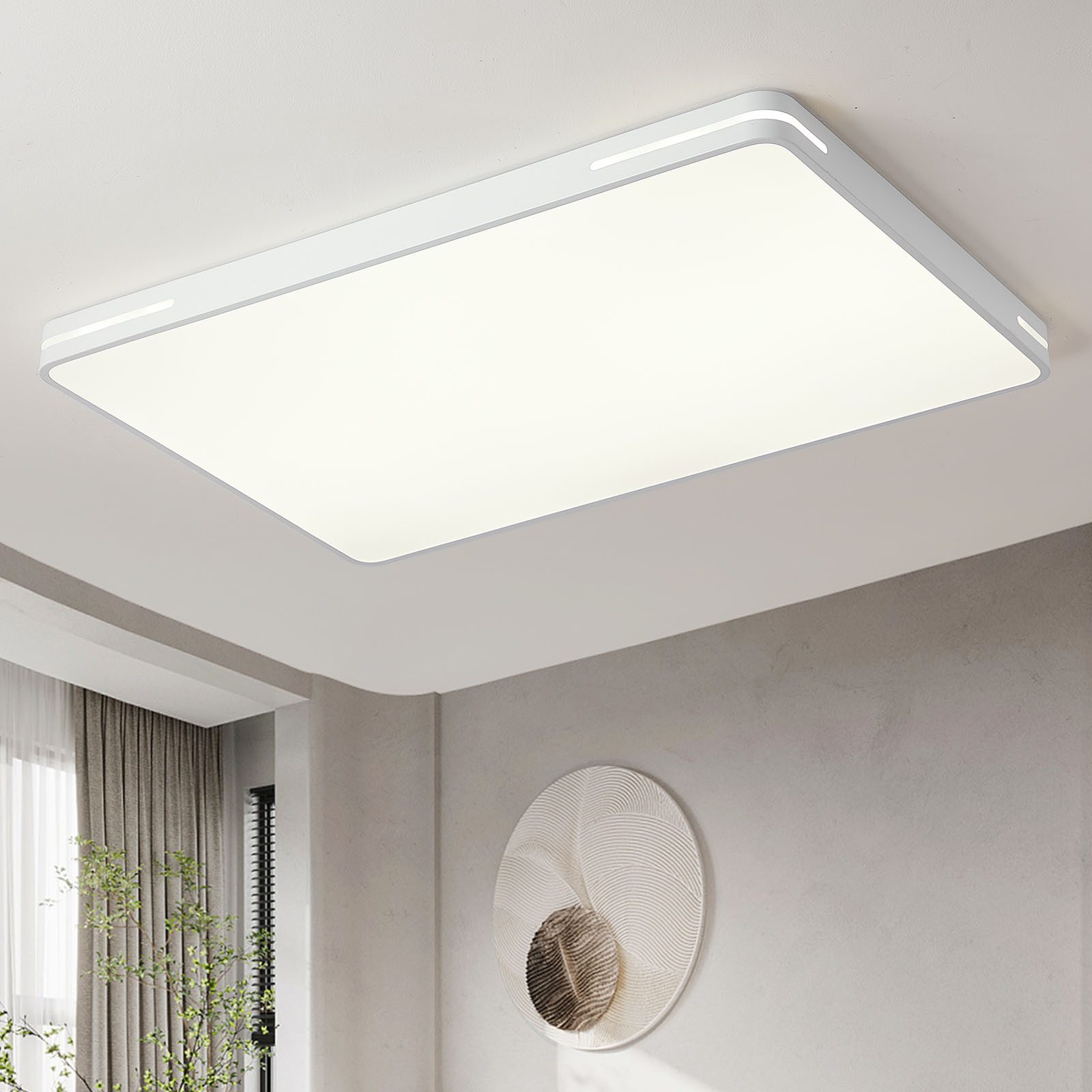 style home LED Deckenleuchte Modern Deckenlampe für Wohnzimmer Schlafzimmer, 192W-Dimmabr 3000-6000K, LED fest integriert, warmweiß bis kaltweiß dimmbar mit Fernbedienung, Rechteckige Lampe aus Metall, 192W 90x60x5cm, Weiß