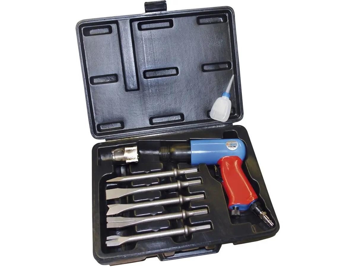 Güde Druckluft-Meißelhammer Set Pro 8-tlg., für 6-kant Aufnahme, (Set) 6,3 bar Betriebsdruck, gummierter Softgriff