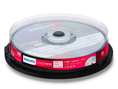 Philips DVD-Rohling 10 Philips Rohlinge DVD+RW 4,7GB 4x Spindel