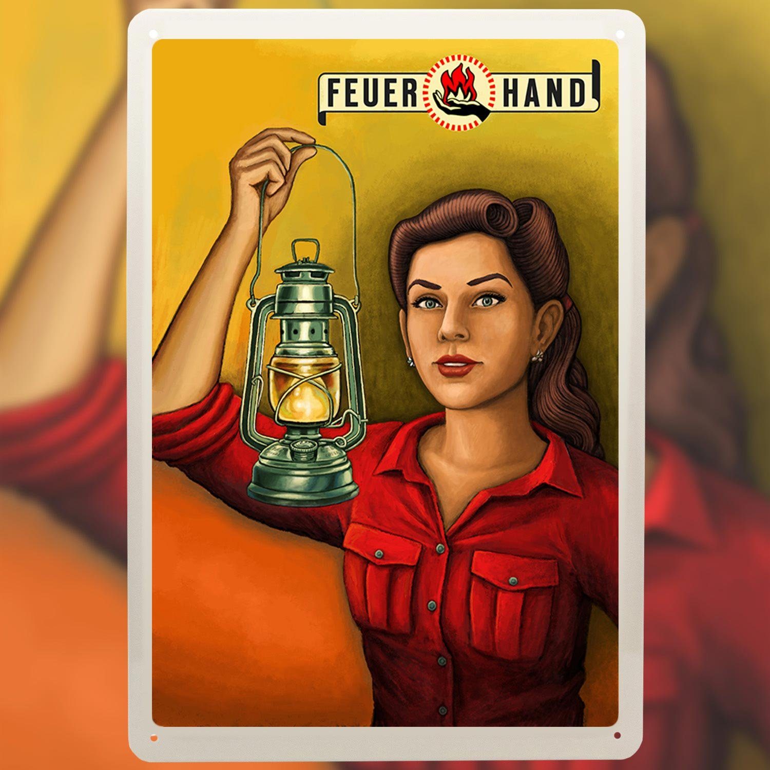 Feuerhand Metallschild Werbeschild Blechschild Retro Stil mit Motiv Männerg günstig online kaufen