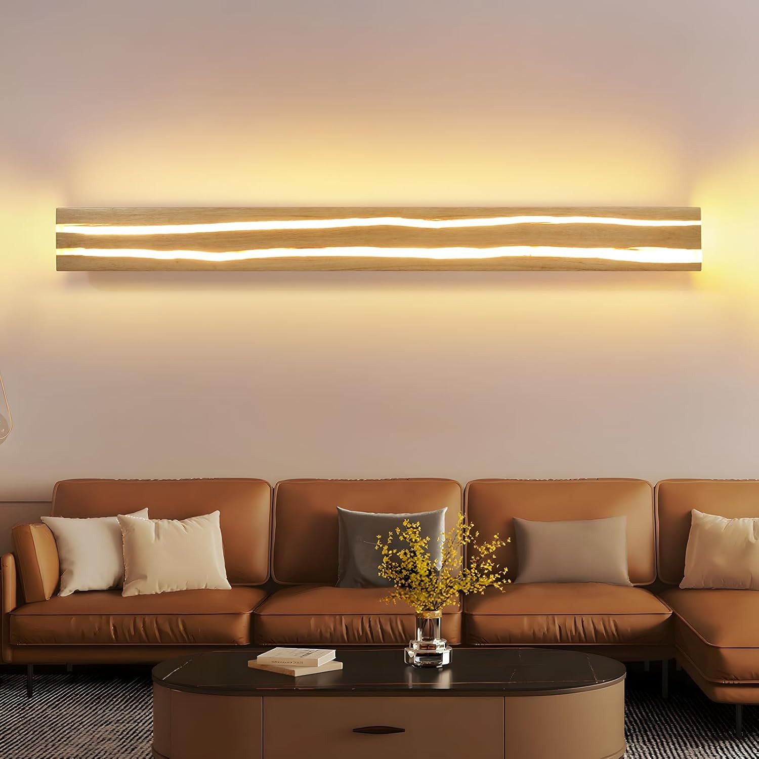 ZMH LED Wandleuchte Holz 18W/8W Nachtlampe Flur Treppe Beleuchtung Wohnzimmer, LED fest integriert, Warmweiß