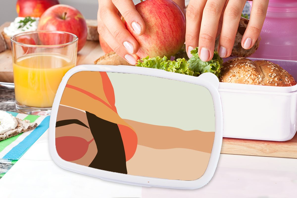 MuchoWow Lunchbox Erwachsene, Pastell, für Mädchen Jungs Brotbox Kinder Strand - Sonnenbrille (2-tlg), für und Frau Kunststoff, weiß Brotdose, und - 
