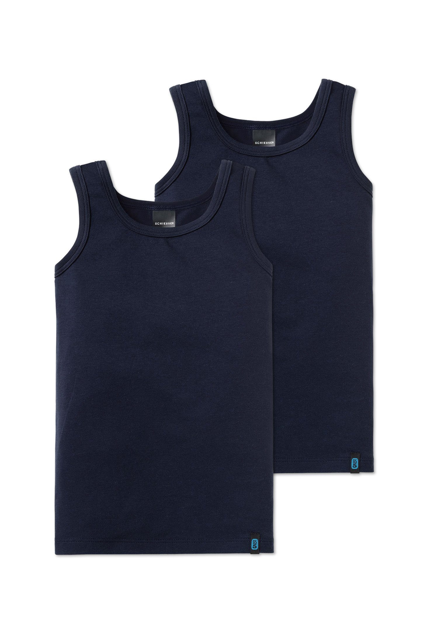 Schiesser Unterhemd Cotton 95/5 (Set, 2-St., 2er-Pack) Jungen Unterhemd, Tank Top, Baumwolle nachtblau | Ärmellose Unterhemden