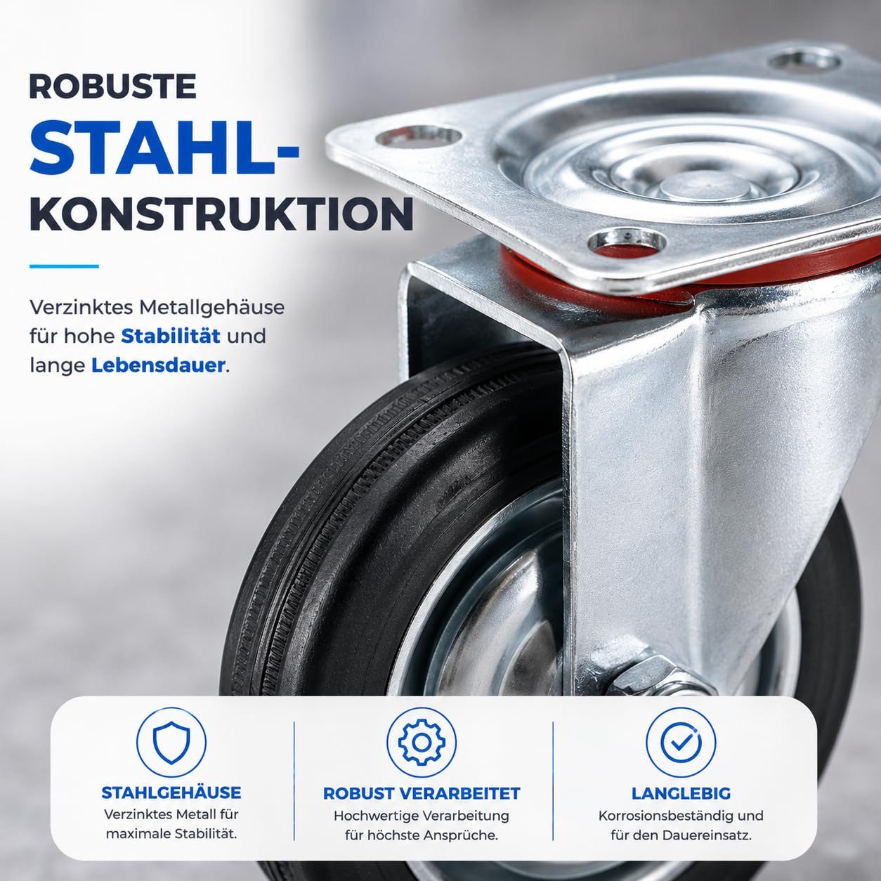 TK Gruppe Schwerlastrolle Schwerlastrolle 4er Transportrollen Rollen Möbelrollen, (4er Set), 4 Stück, zwei davon mit Bremsen
