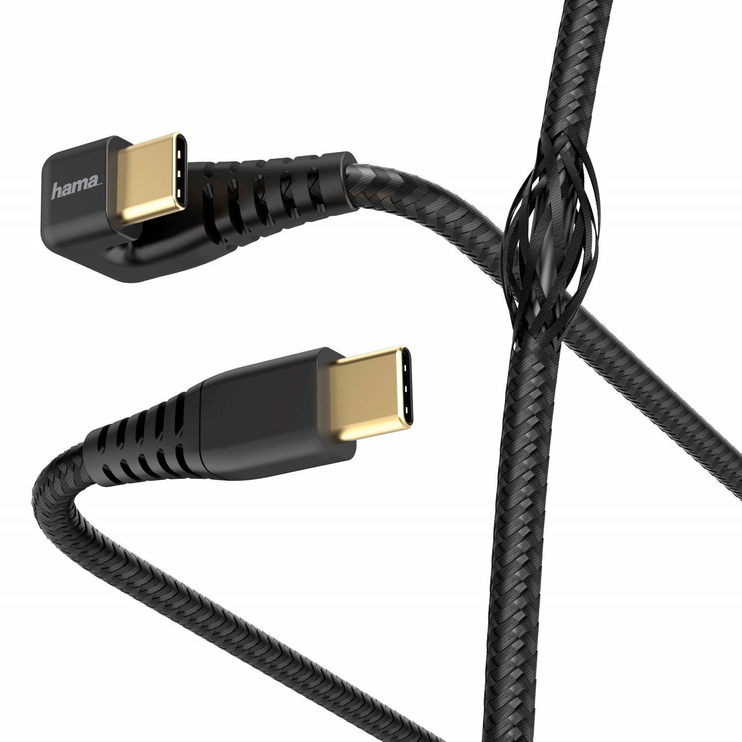 Hama Gamer USB-C Lade-Kabel Daten-Kabel 1,5m Tablet-Kabel, USB-C, Kein (150 cm), Winkel, Nylon-Mantel, vergoldete, Schnell-Ladung, für Handy Tablet PC