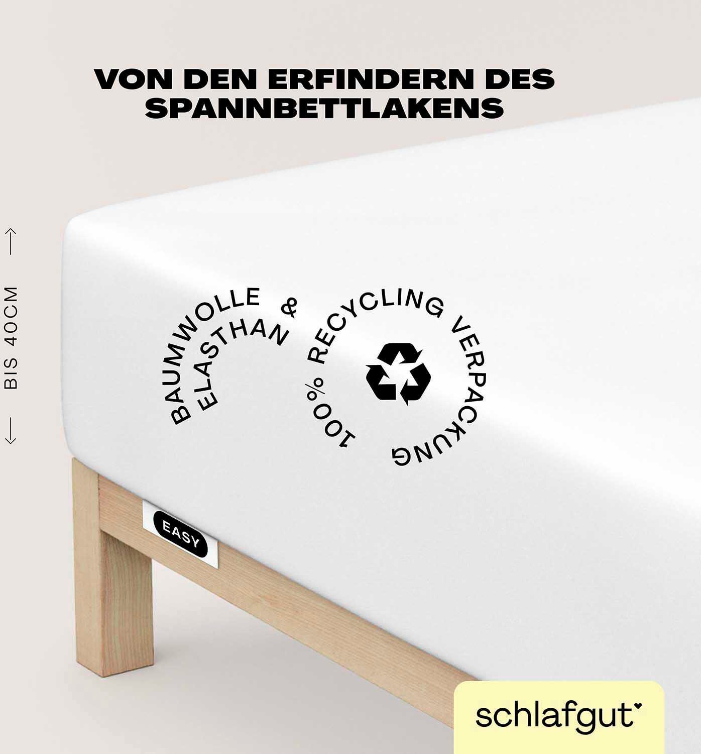 Schlafgut Spannbettlaken EASY Jersey Elasthan Boxspring, Jersey, Gummizug: rundum, (1 Stück), MADE IN GREEN by OEKO-TEX®