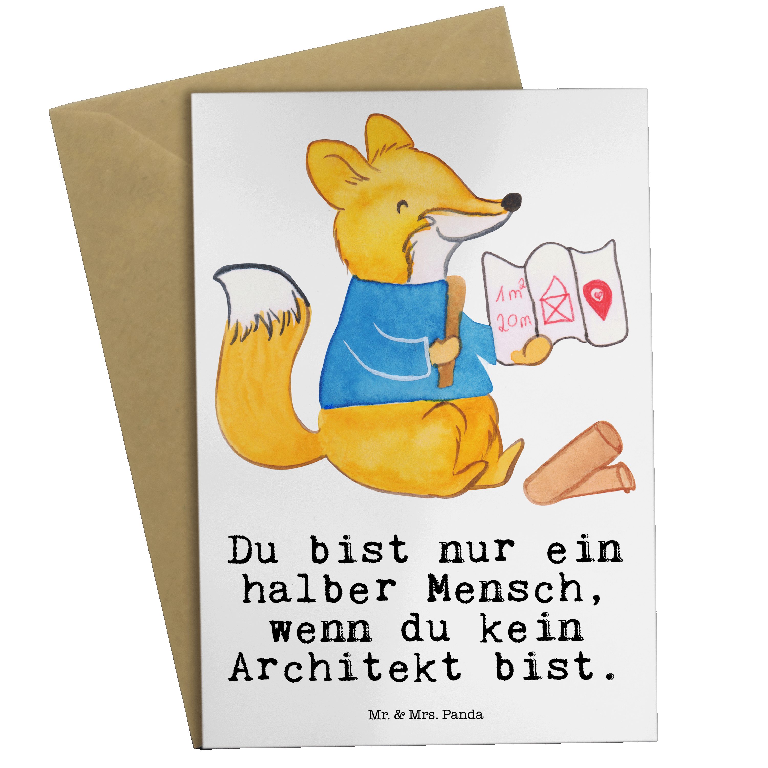 Mr. & Mrs. Panda Grußkarte Dankeschön, Ho mit - Weiß Architekt Architekturbüro, - Herz Geschenk