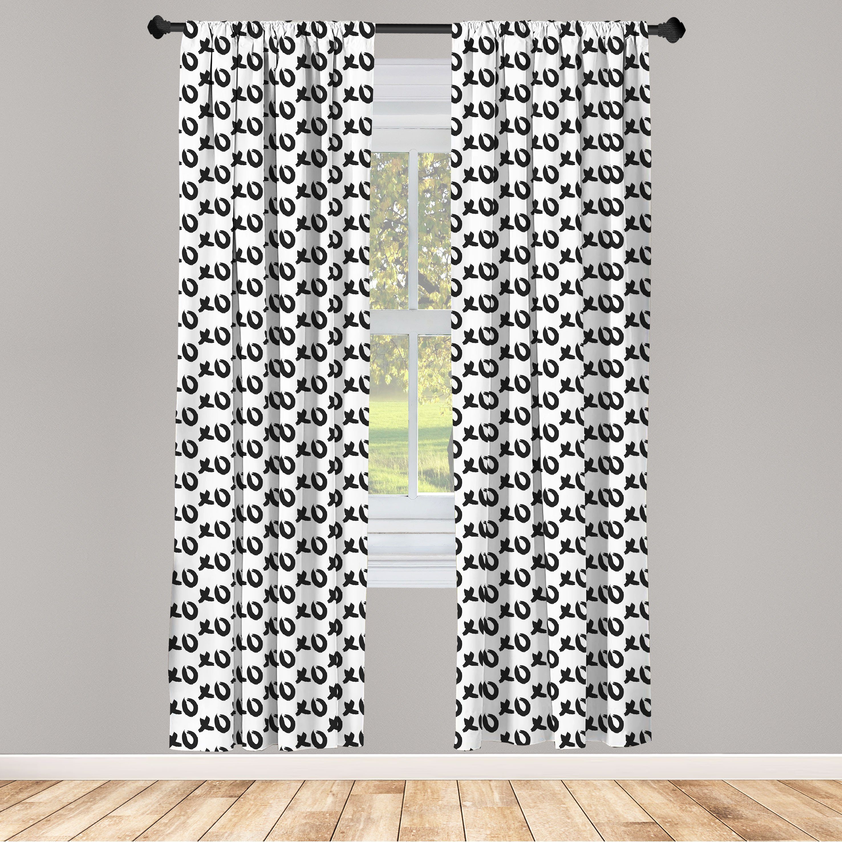 Gardine Vorhang für Wohnzimmer Schlafzimmer Dekor, Abakuhaus, Microfaser, Xo Pinsel Wörter Artwork | Fertiggardinen