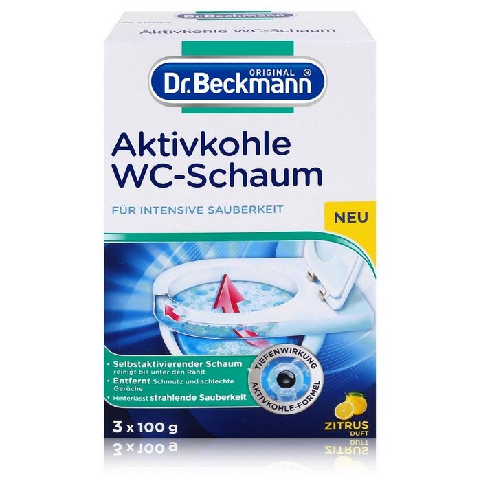Dr. Beckmann Dr. Beckmann Aktivkohle WC-Schaum 3x100g - Selbstaktivierender Schaum WC-Reiniger