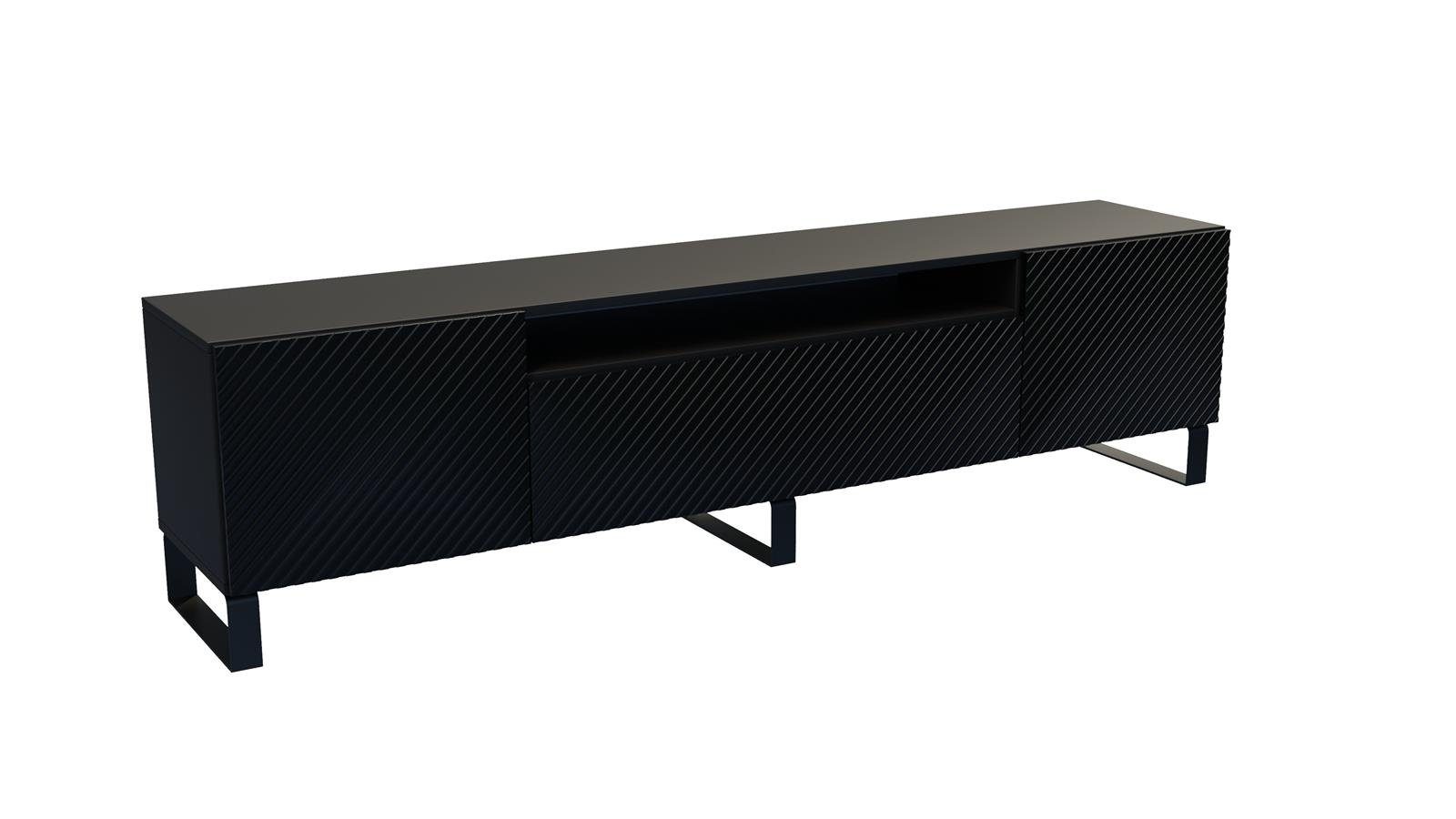 Kler dreitürig / für Stil, Lowboard im Schrank TV-Schrank modernes (weiß Wohnzimmer, RTV schwarz) Beautysofa