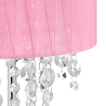 relaxdays Tischleuchte Kristall Tischlampe mit Organza-Schirm