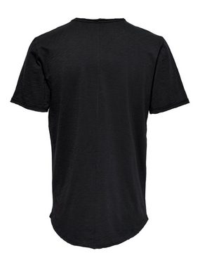 ONLY & SONS T-Shirt Langes Rundhals T-Shirt Einfarbiges Kurzarm Basic Shirt ONSBENNE 4783 in Schwarz