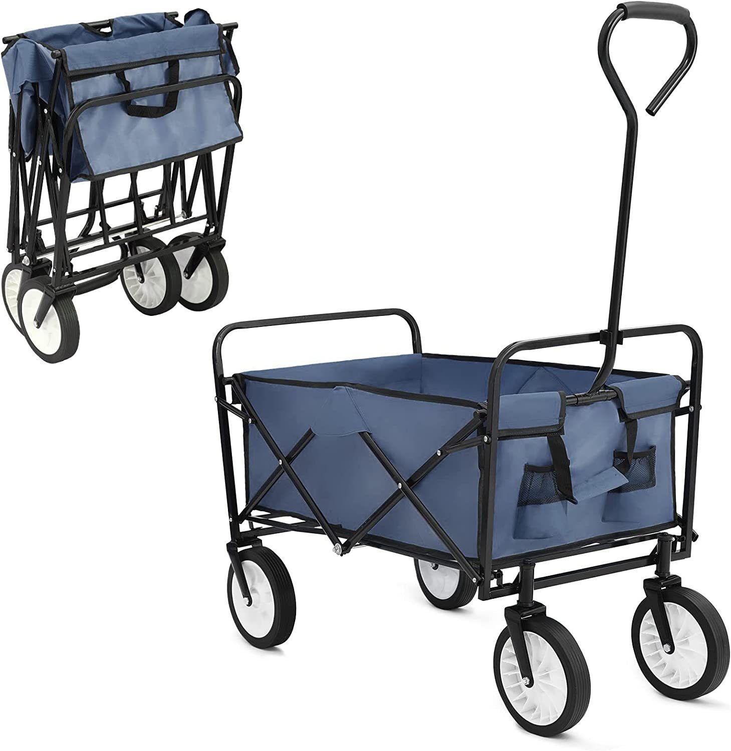 Grau Handwagen Gartenwagen Bollerwagen Transportkarre faltbar Femor Strandwagen,