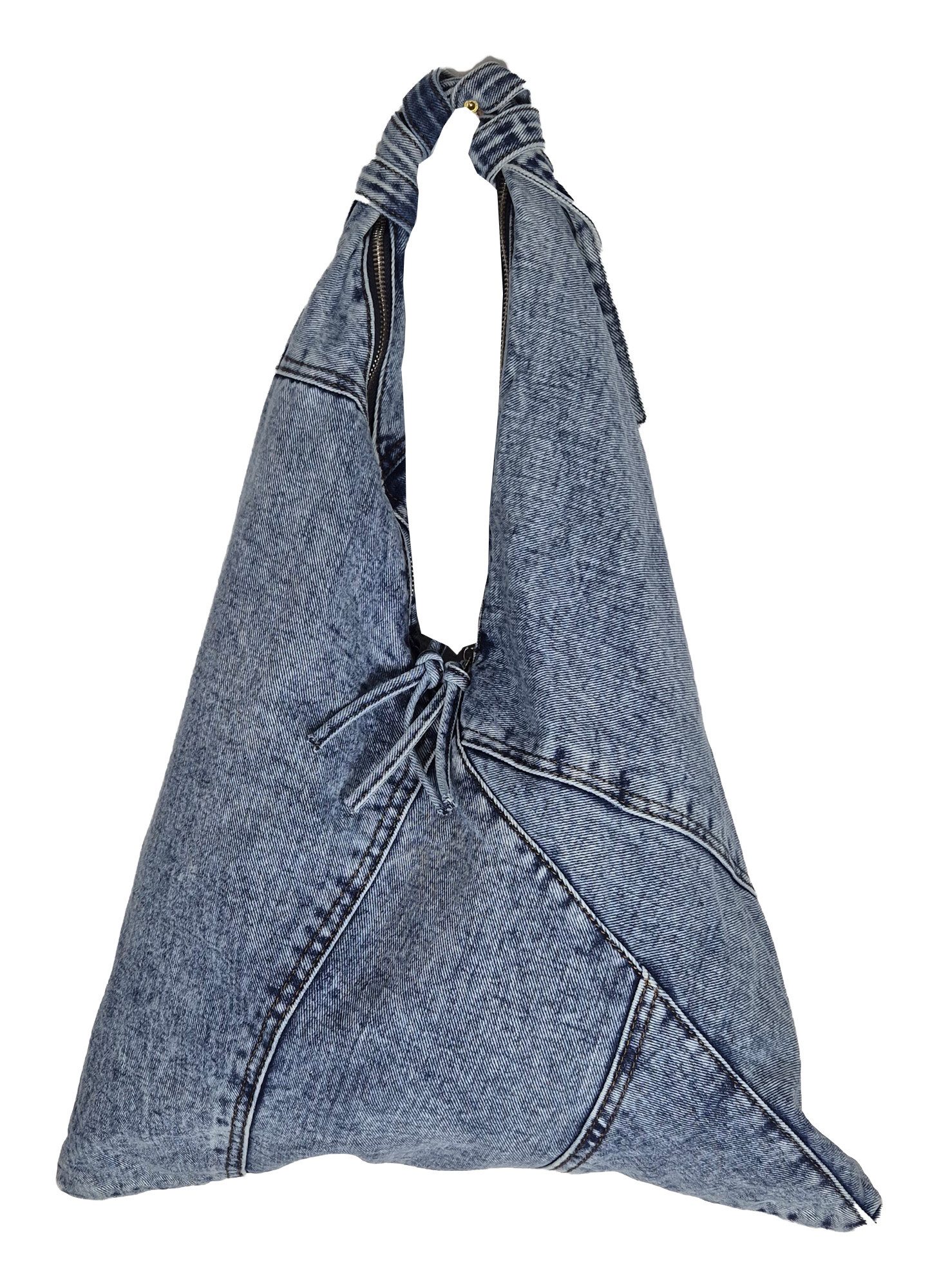 Einkaufszauber Beuteltasche Beuteltasche Echte Jeans - Sporttasche, aus echtem Jeansstoff genäht - Denim – Bild 3 von 5