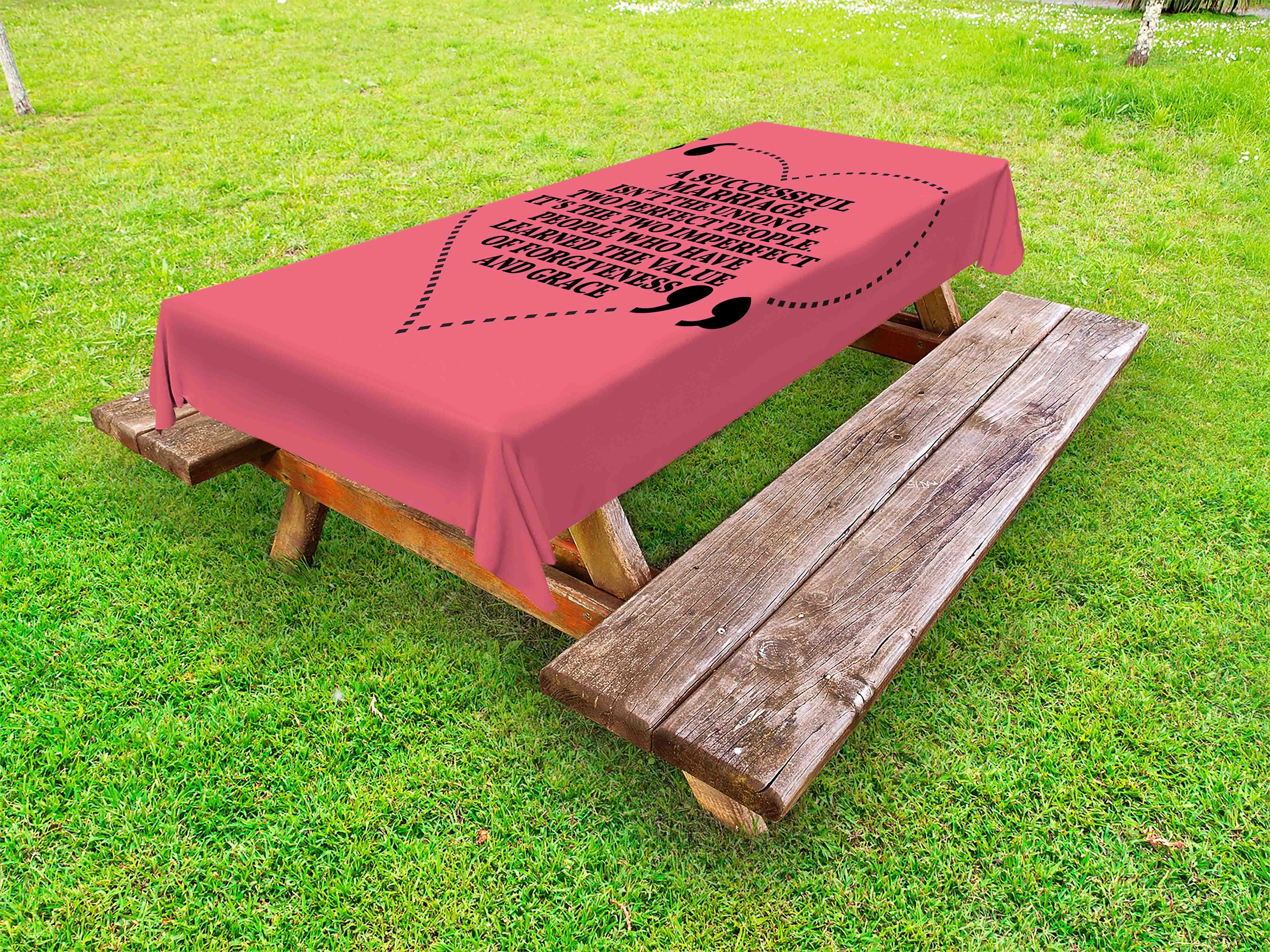 Abakuhaus Tischdecke dekorative waschbare Picknick-Tischdecke, Gnade Zitat Typografie in einem Herzen