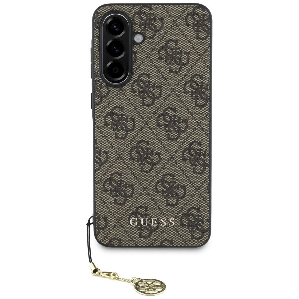 Guess Handyhülle Galaxy A56 Logo Kunstleder braun mit Kette goldfarbig 6,7 Zoll, Kantenschutz – Bild 2 von 5