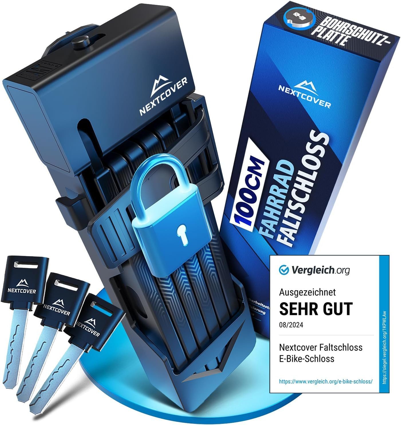 Nextcover Faltschloss NEXTCOVER® Faltschloss Fahrrad mit SteelSecure-Technologie