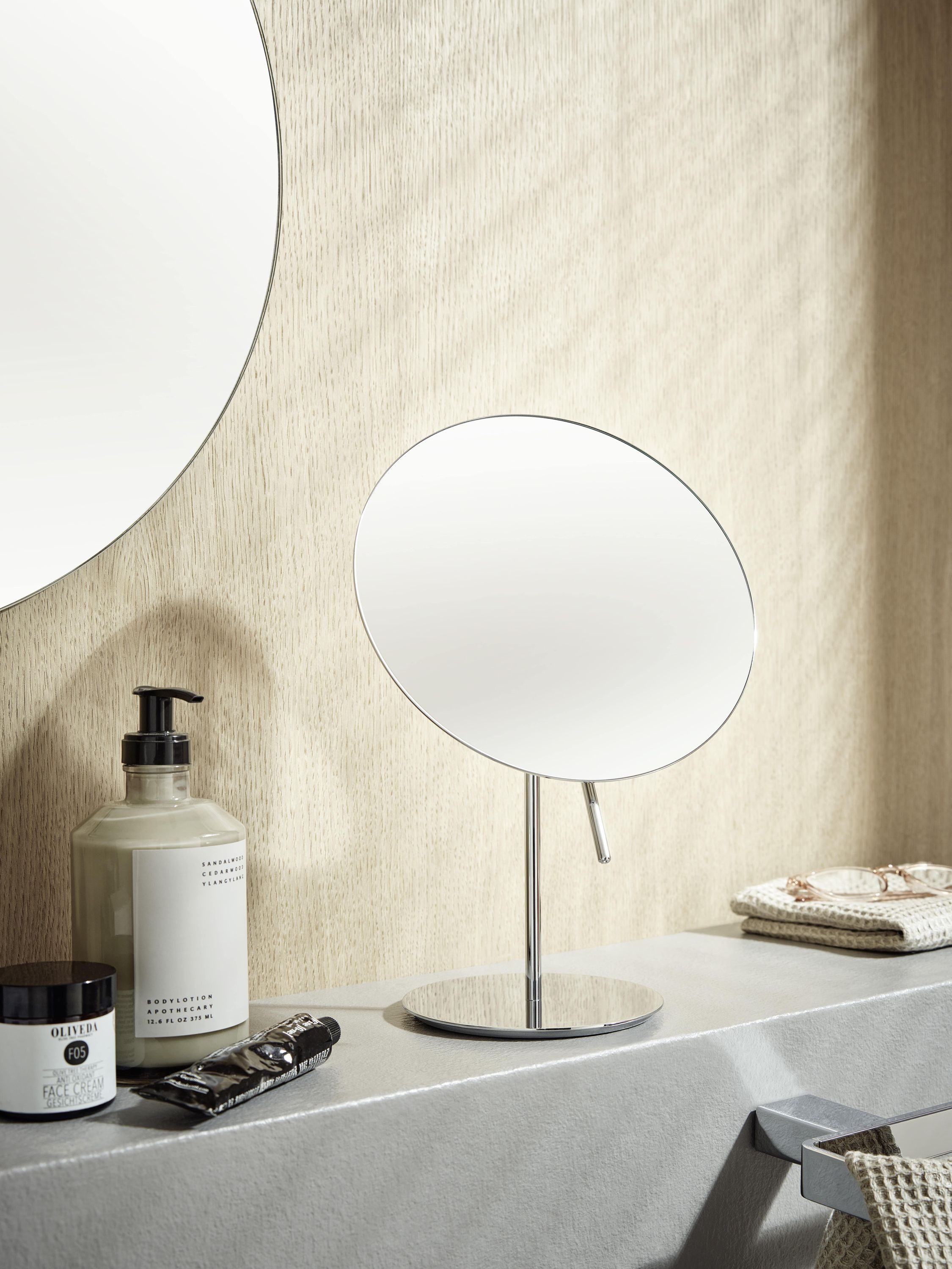 Calmwaters Kosmetikspiegel Standspiegel, Chrom, 3/1-fach Vergrößerung, rund günstig online kaufen