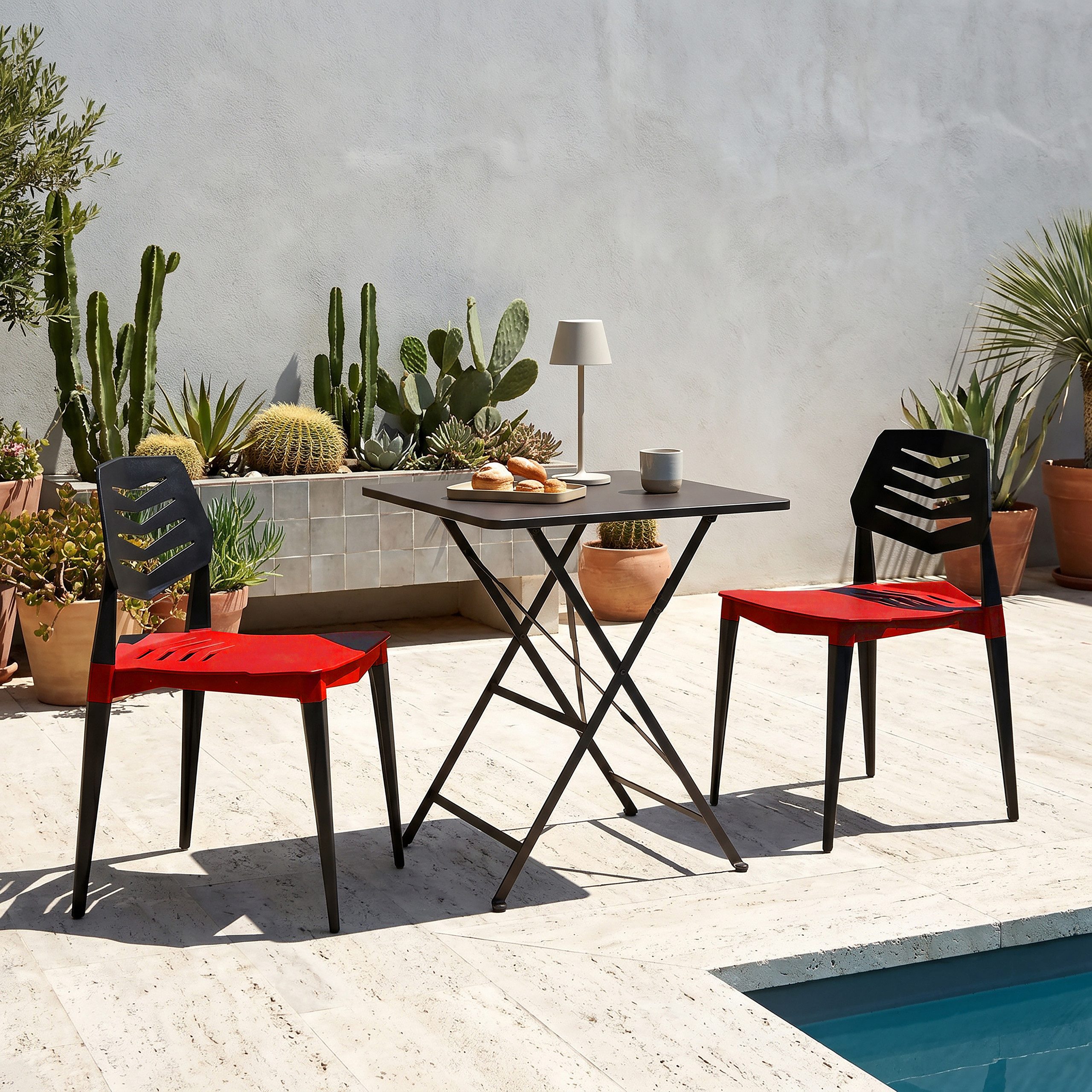 hjh LIVING Gartenstuhl Outdoor Stuhl Flecharo Kunststoff ohne Armlehnen, Outdoor- und Gartenstuhl mit 4-Fuß-Gestell, Küchenstuhl Kunststoff