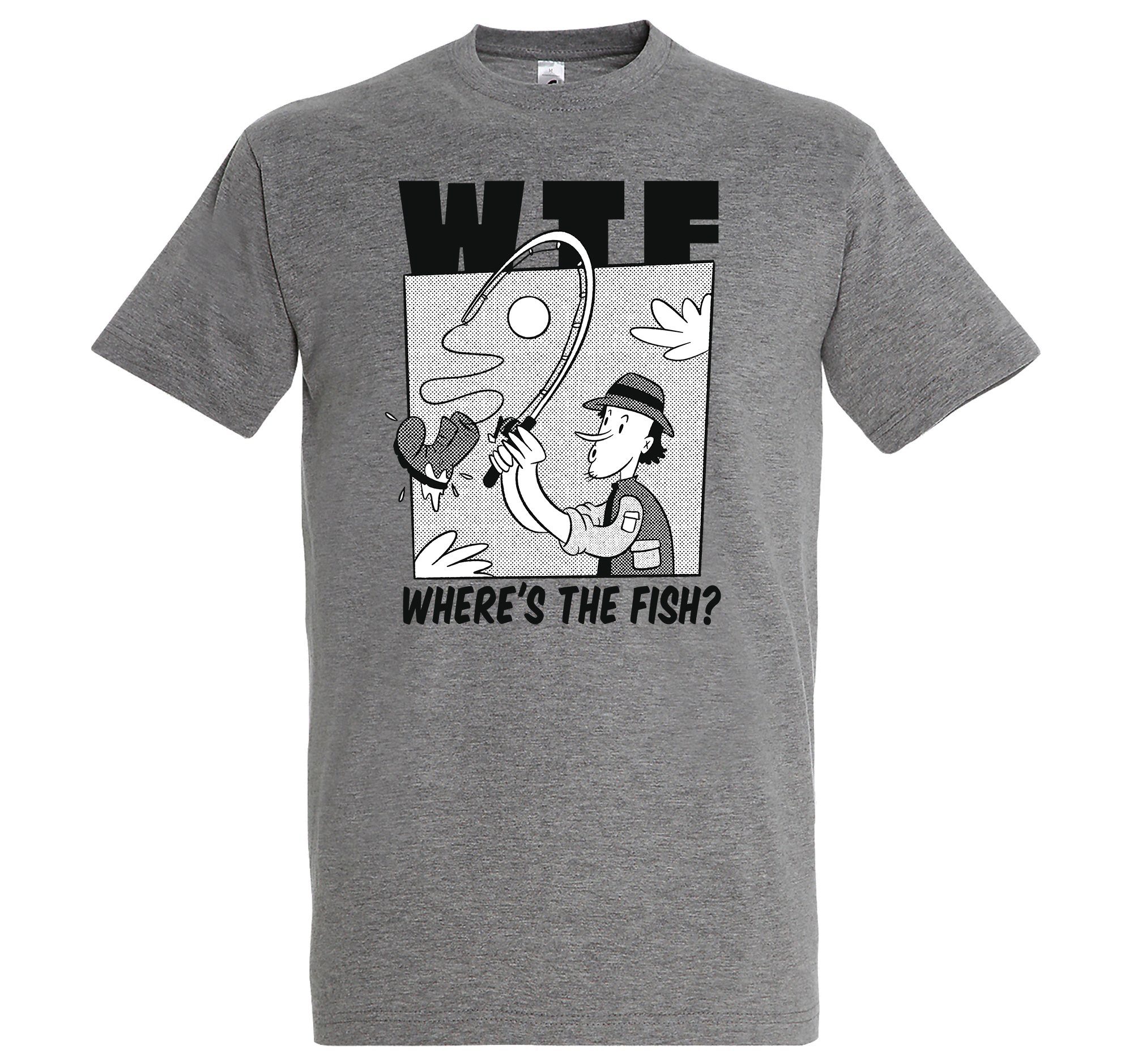 Youth Designz T-Shirt "WTF Where´s The Fish?" Herren Shirt mit trendigem Frontprint Grau