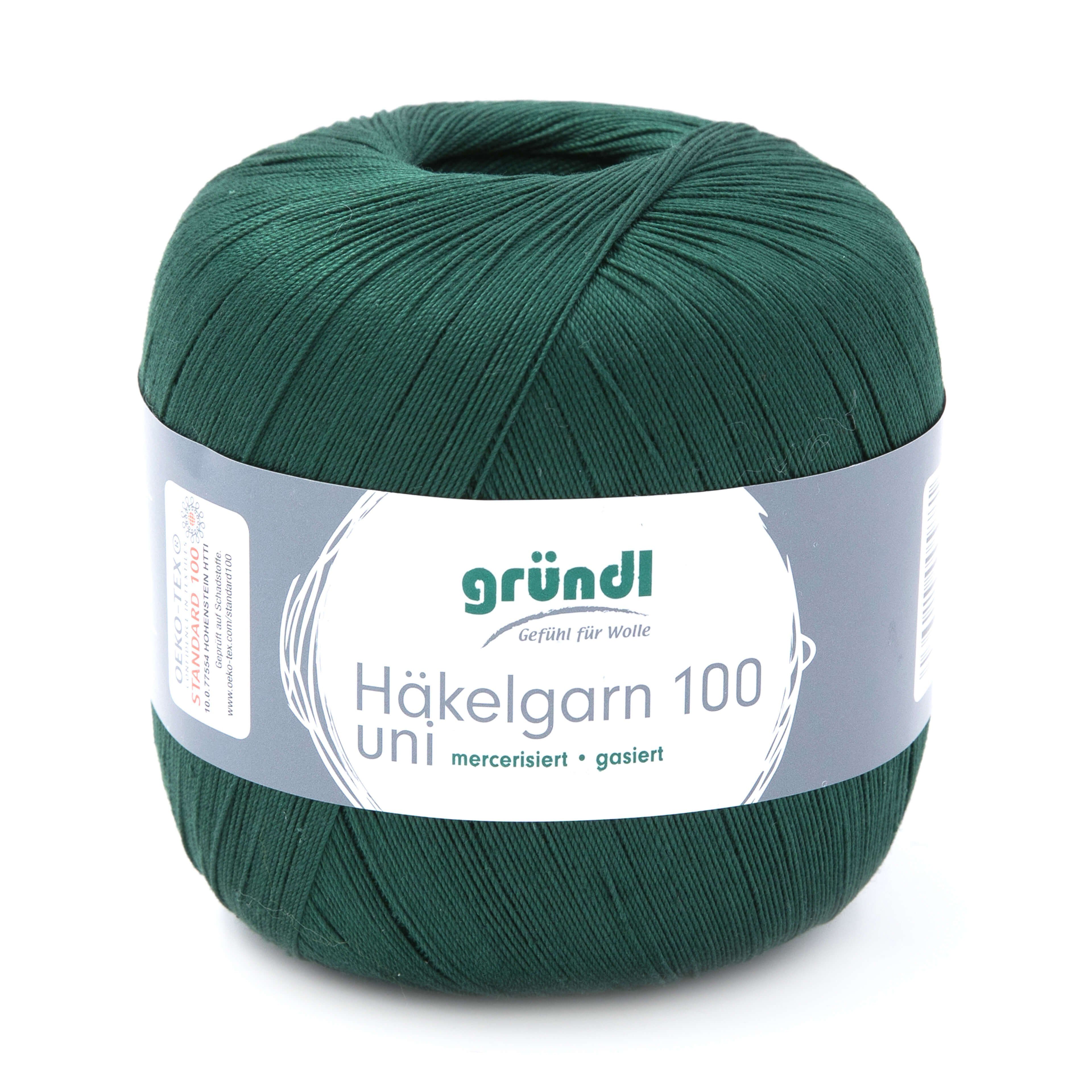 Gründl Häkelgarn 100, Baumwolle dünn zum Häkeln Handarbeiten DIY, 100g Häkelwolle, 566,00 m (Baumwollgarn, Filethäkelgarn), 60° waschbar