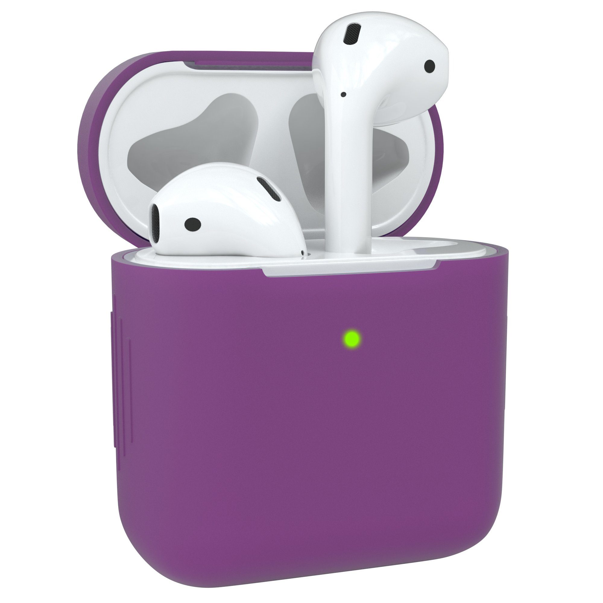 EAZY CASE Kopfhörer-Schutzhülle Silikon Hülle kompatibel mit Apple AirPods 1 & 2, Hülle für Airpods Fullcover Box Hülle Silikoncase Schutzhülle Lila