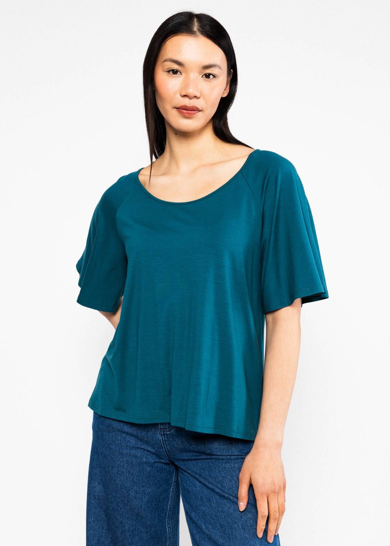 Blutsgeschwister Kurzarmshirt - Fly Little Bird - Oversize Damen Shirt - lockeres Shirt mit Rückenau