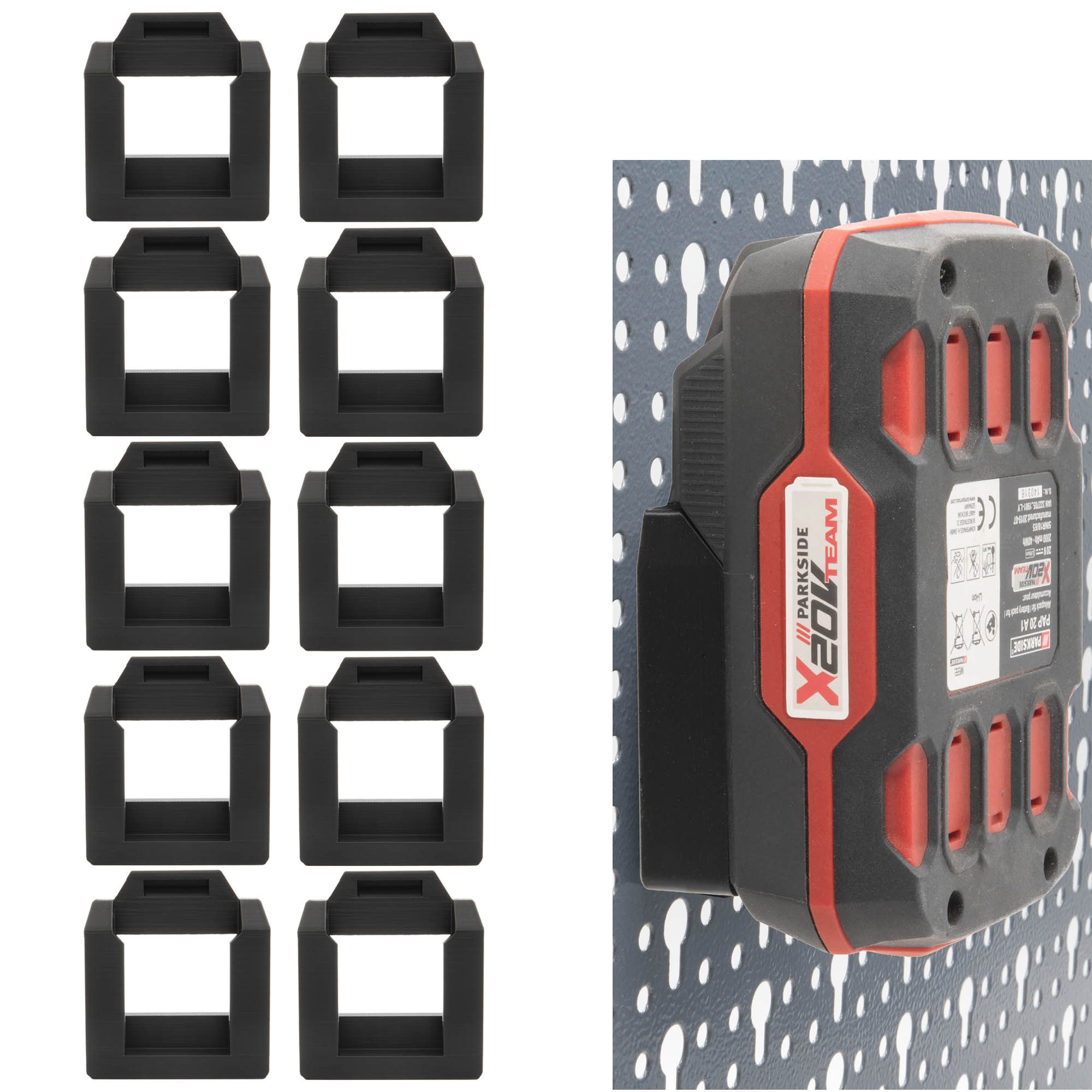 TSB Werk Werkzeughalter Akku Halter für Parkside 20V für Küpper Lochwand, 10-tlg., Halterung, Wandhalterung, Lidl