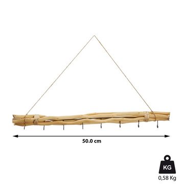 CEPEWA Fensterdekoration Dekostange Astbündel Holzstange Seil Metalhaken
