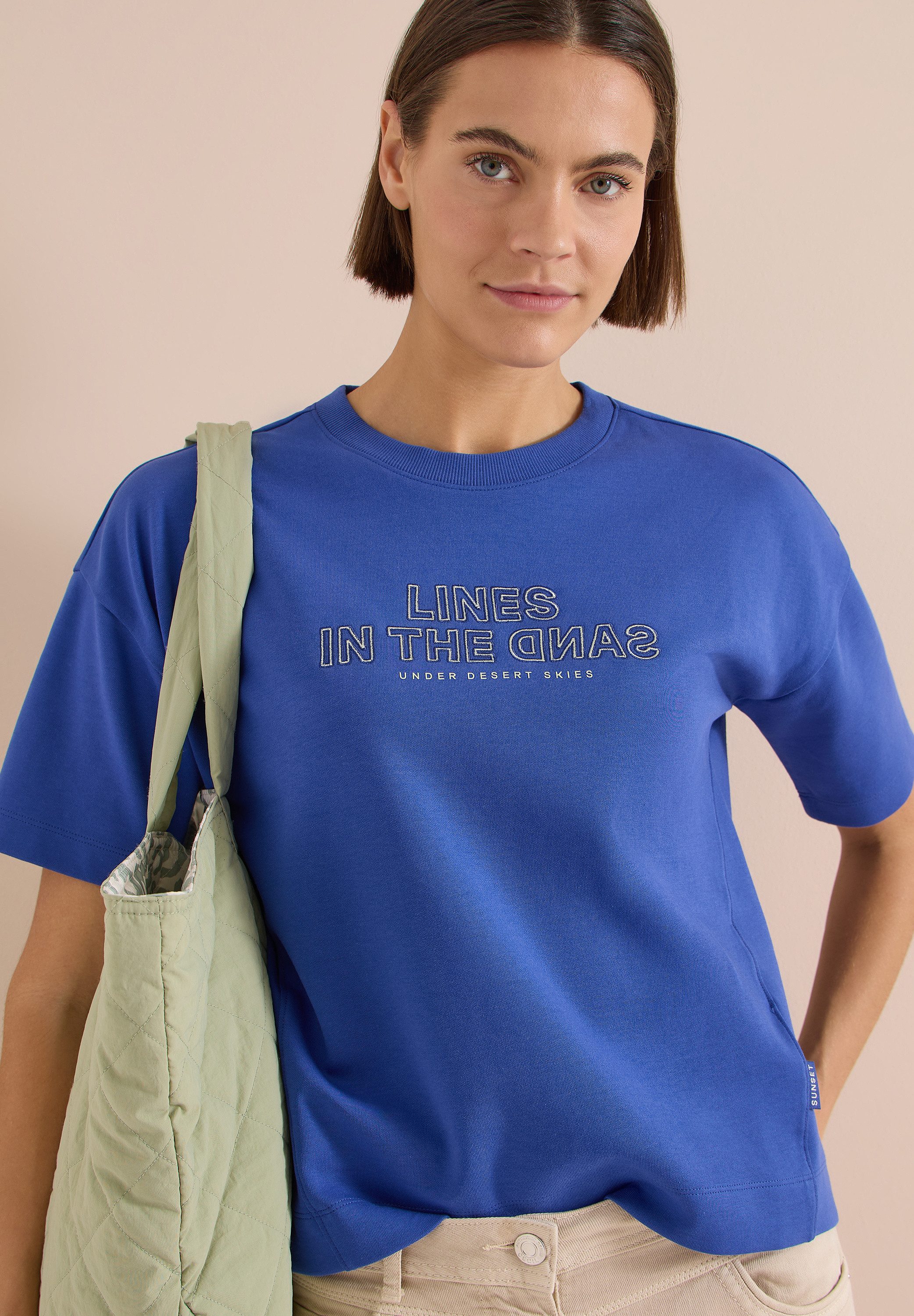 CECIL Sweater Kurzarm Sweatshirt mit Embroidery