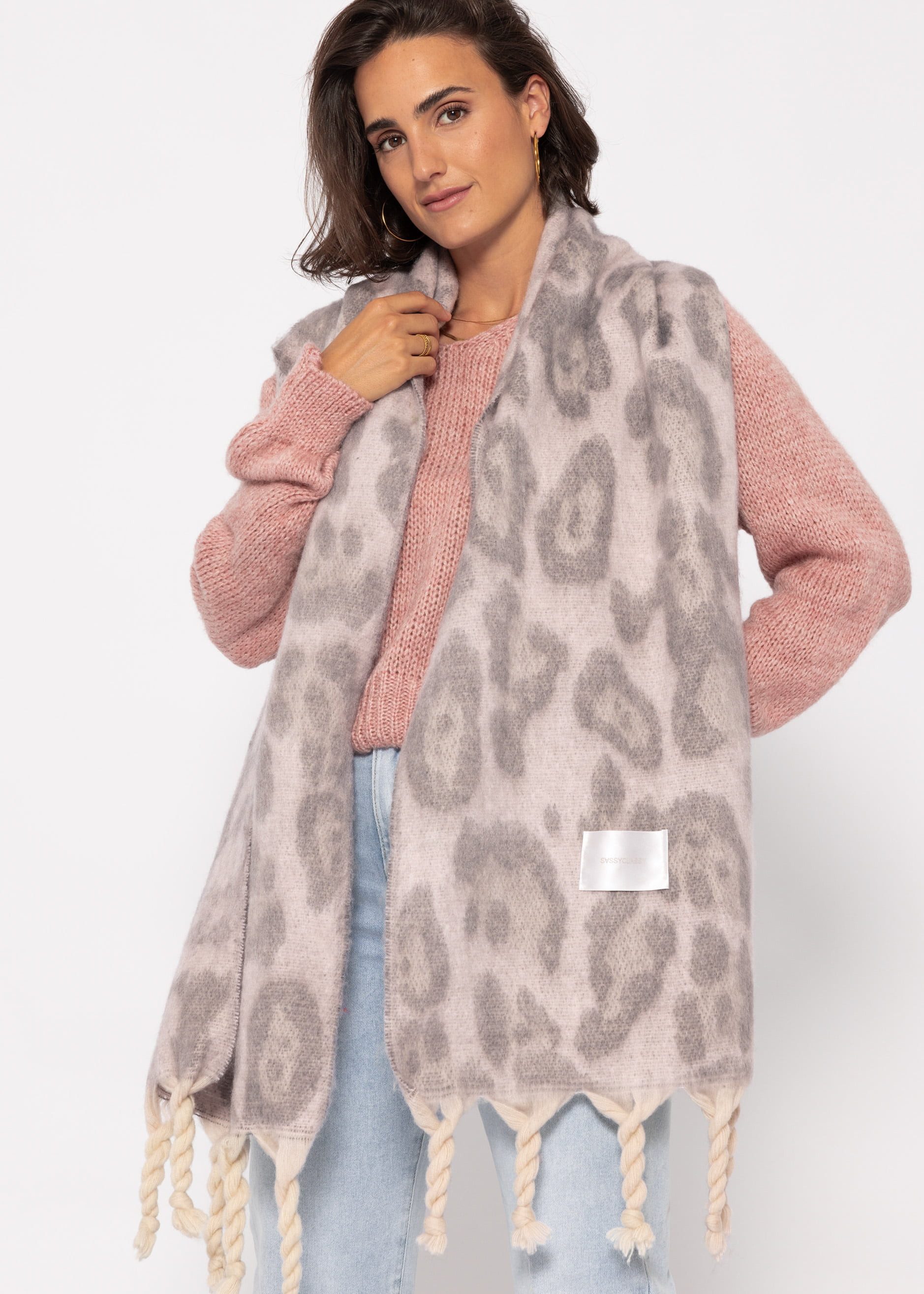 SASSYCLASSY Schal Schal Damen mit Leo-Print elegant, Warmer langer Schal im günstig online kaufen