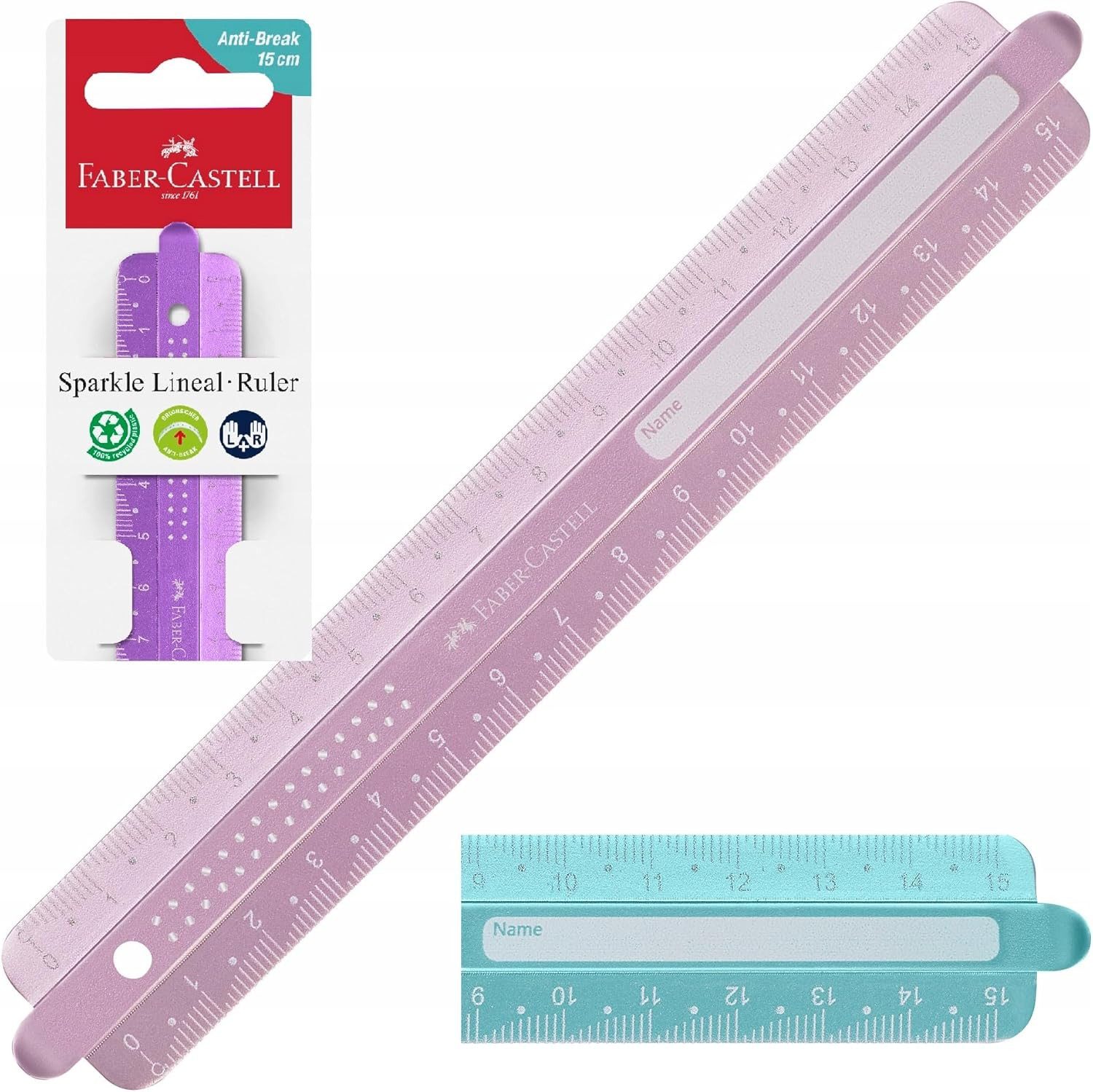 Faber-Castell Marker Faber-Castell Sparkle Lineal 15 cm bruchfest – 1 von 3 Farben zufällig