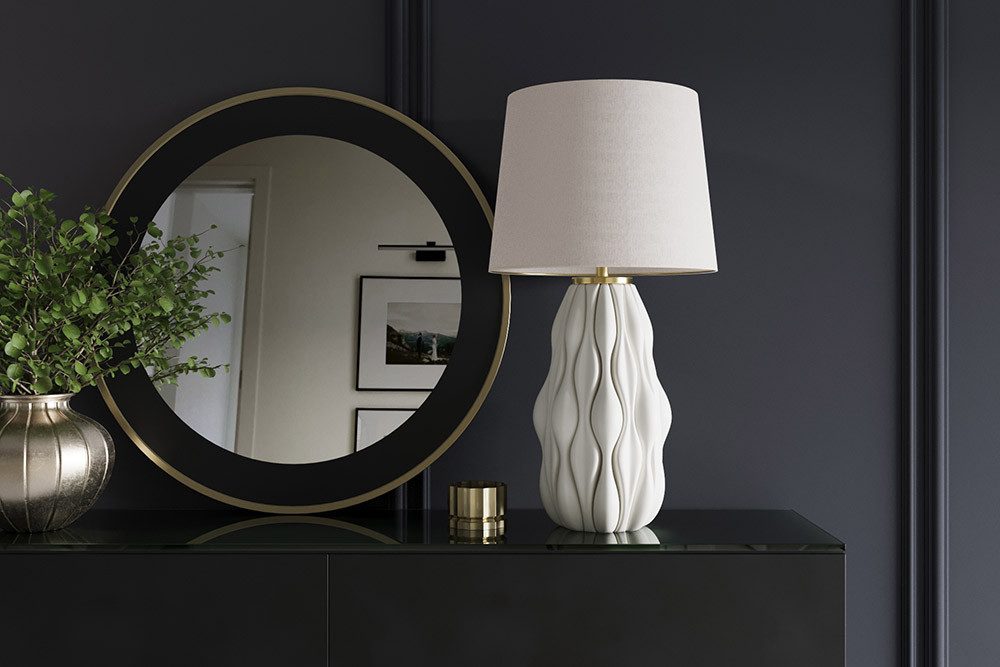 riess-ambiente Tischleuchte ELEGANCIA 65cm weiß/gold – Wohnaccessoire mit K günstig online kaufen