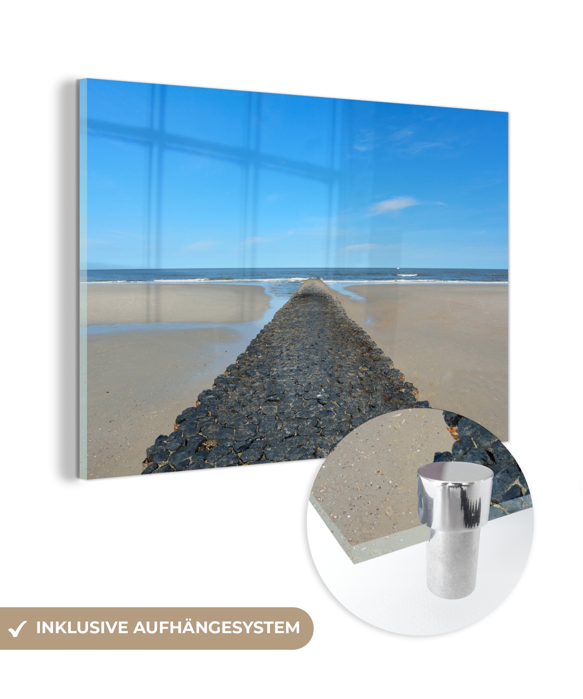 MuchoWow Acrylglasbild Nordsee - Strand - Wasser, (1 St), Glasbilder - Bilder auf Glas Wandbild - Foto auf Glas - Wanddekoration
