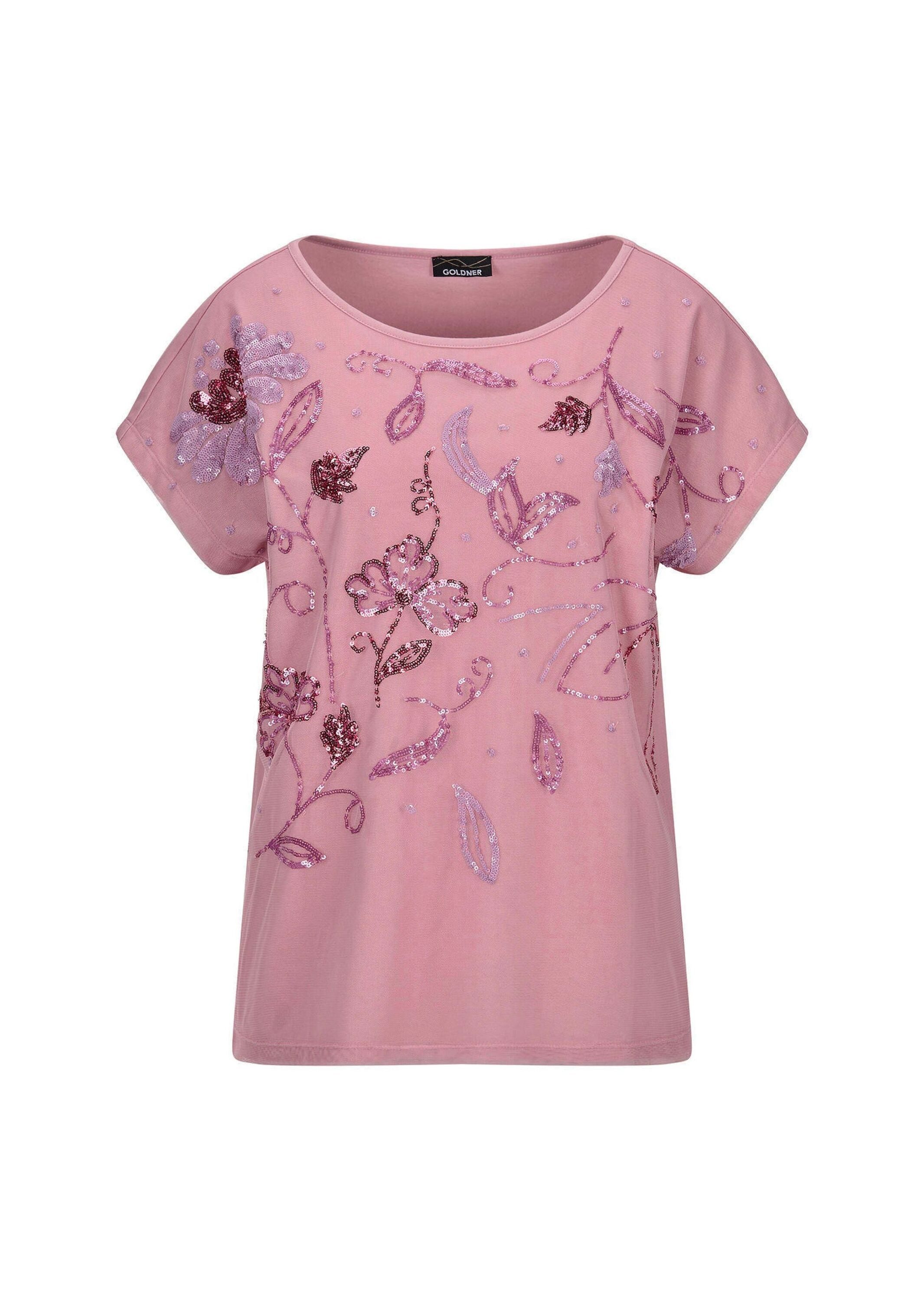 T-Shirt Kurzgröße: Blusenshirt mit Pailletten