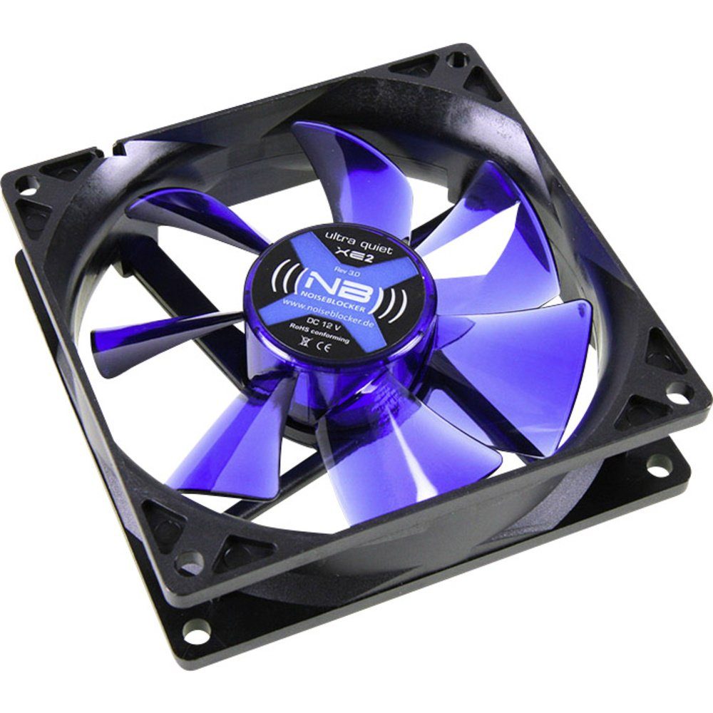 Noiseblocker Computer-Kühler NoiseBlocker BlackSilent XE2 PC-Gehäuse-Lüfter Schwarz, Blau (transpar