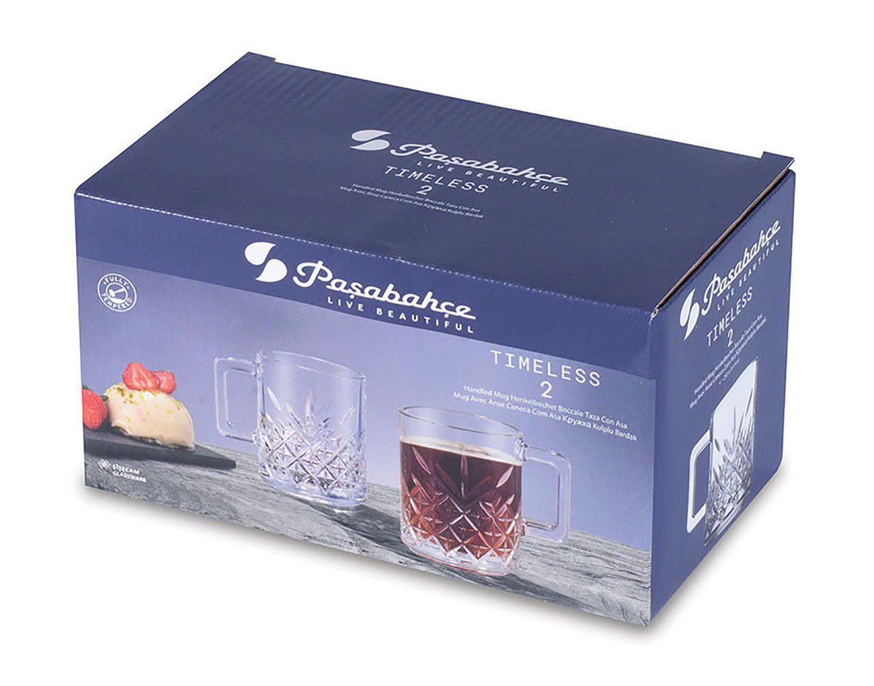 Pasabahce Gläser-Set 2er Timless, 2-tlg., Glas, Stilvolle Becher für Tee: Set mit 2 Teegläsern